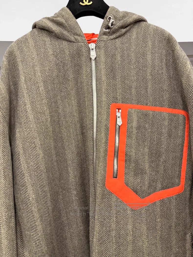 Hermes Hermes Men's color-blocked wool hooded jacket Size US L / EU 52-54 / 3 - 2 Thumbnail