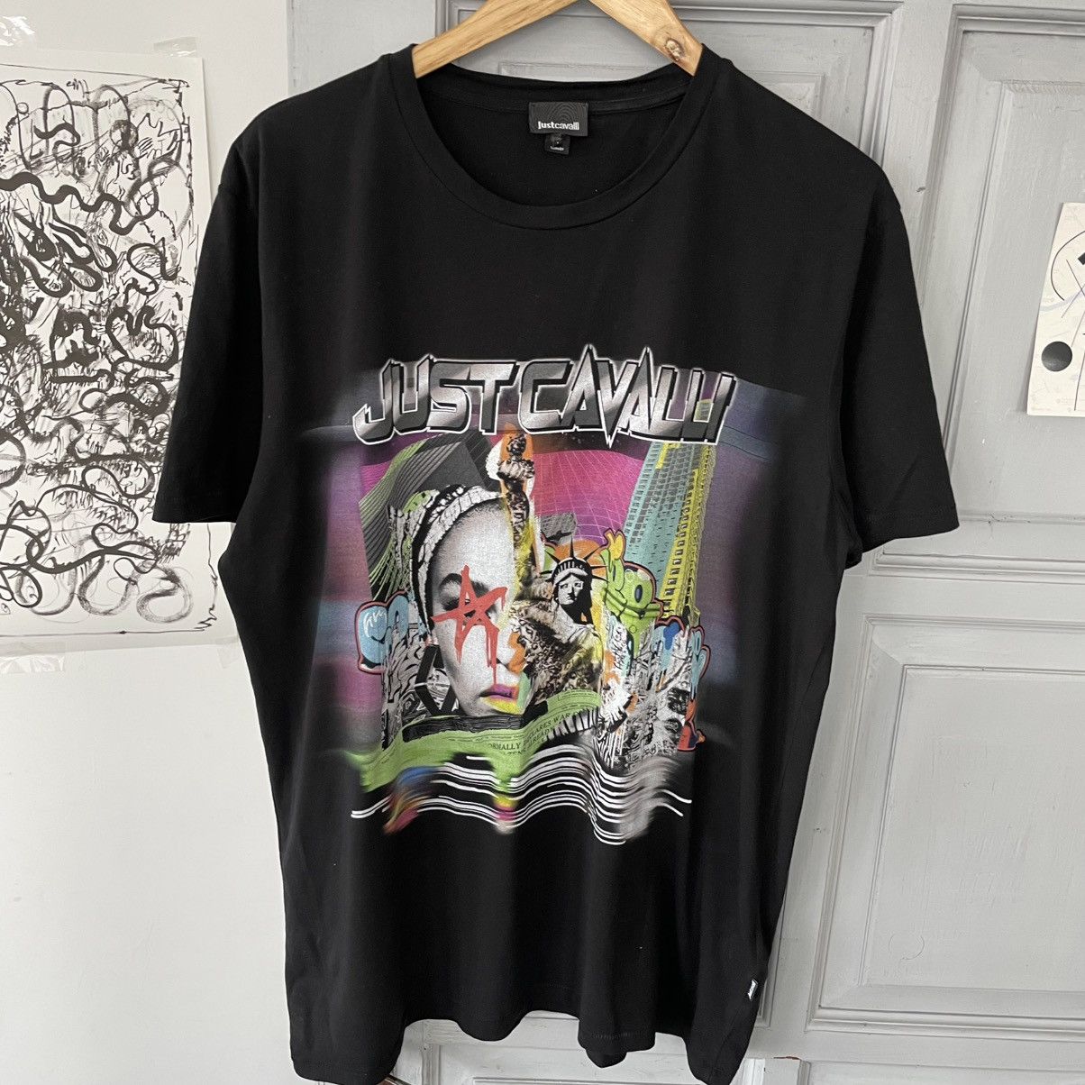 Just Cavalli × Sci-Fi Fantasy T-shirt Just Cavalli Printed Logo Black size XL Size US XL / EU 56 / 4 - 3 Thumbnail