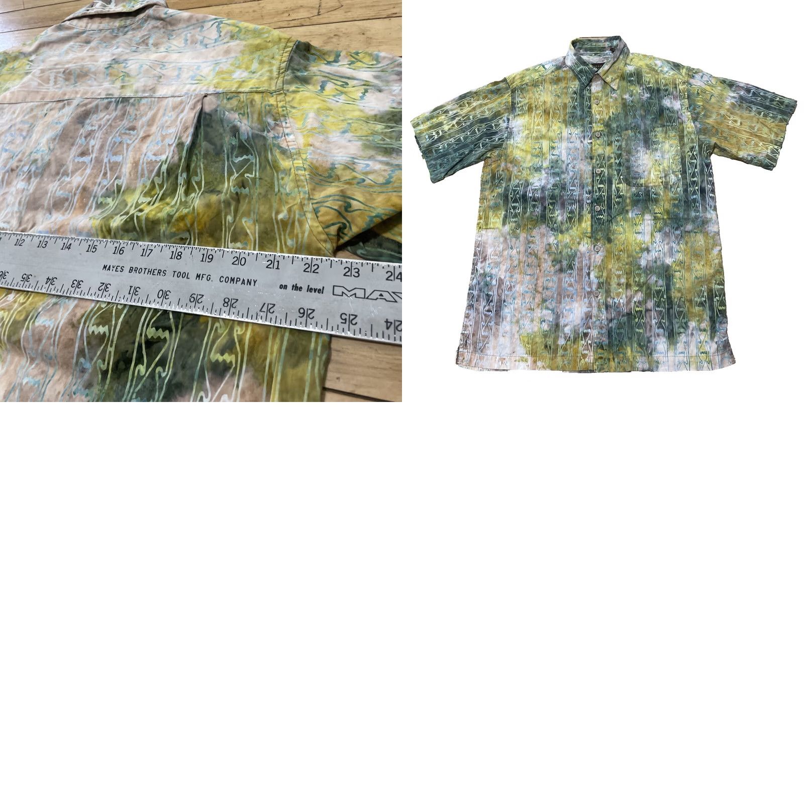 Pinko Basic Options Abstract Button Shirt Men M Green Pink Y2k Geometric Splotch Print Shirt Size US M / EU 48-50 / 2 - 10 Thumbnail