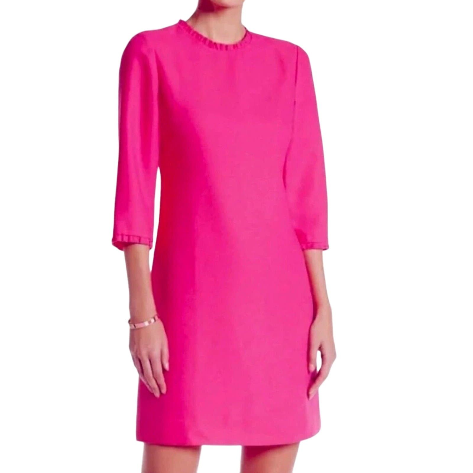 Kate Spade NEW KATE SPADE Pink Crepe Ruffle Trim Shift Dress Size 0 Size XS / US 0-2 / IT 36-38 - 2 Thumbnail