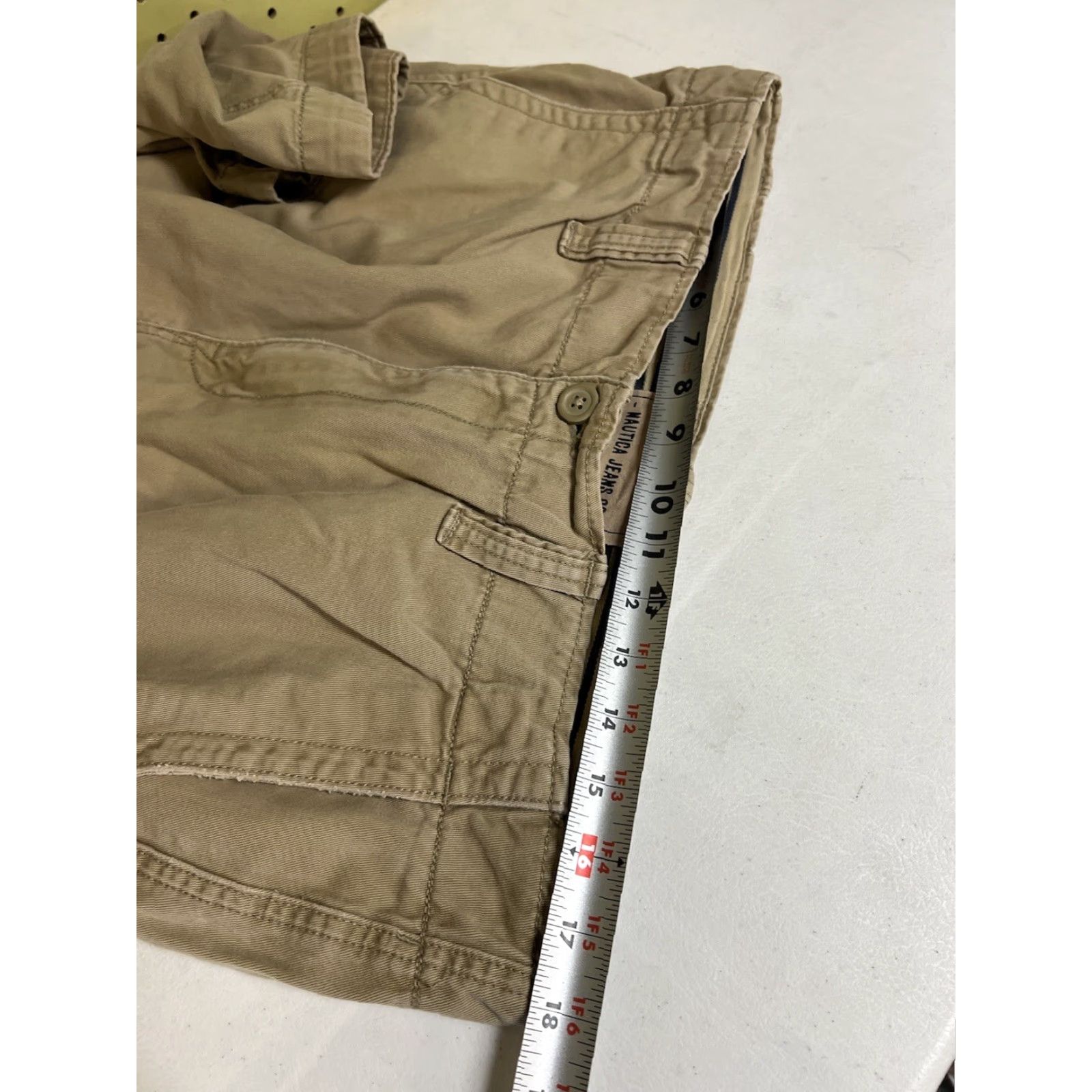 Nautica Nautica Jeans Co. Shorts Mens 36 Tan Khaki Cotton Pocket Cargo Pocket Flat Front Zip Casual Chino Regular Size US 36 / EU 52 - 6 Thumbnail
