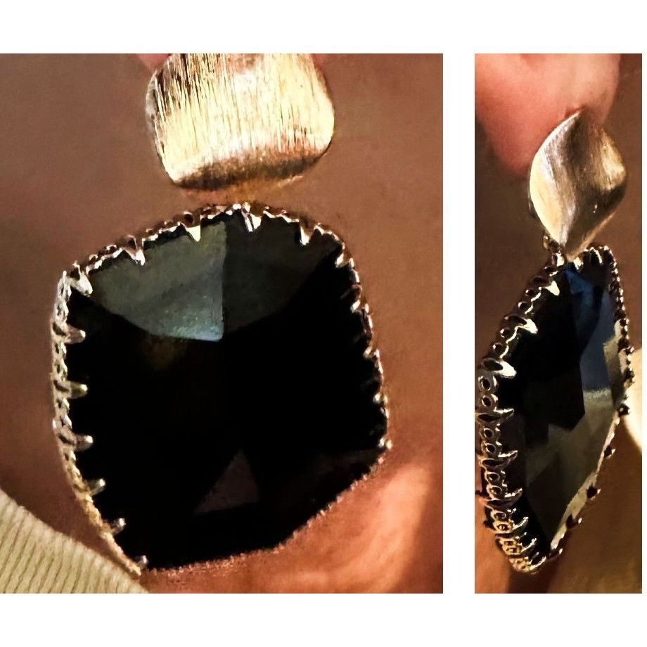 Handmade Black Glass Geometric Earrings New Formal Wedding Party Crui Size ONE SIZE - 4 Thumbnail