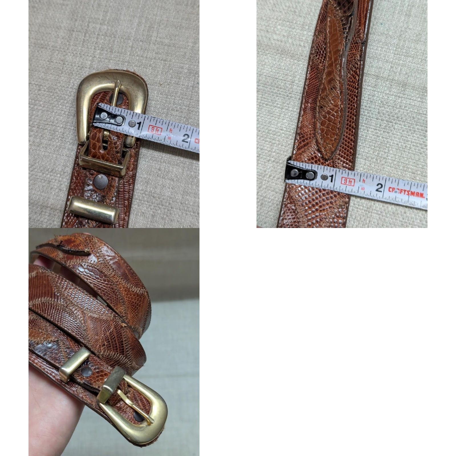Vintage VINTAGE Justin belt USA-made Ranger Western Belt, 40, Brown, Genuine Lizard, Buckle, Ranger, Belt, Men Size 40 - 10 Thumbnail