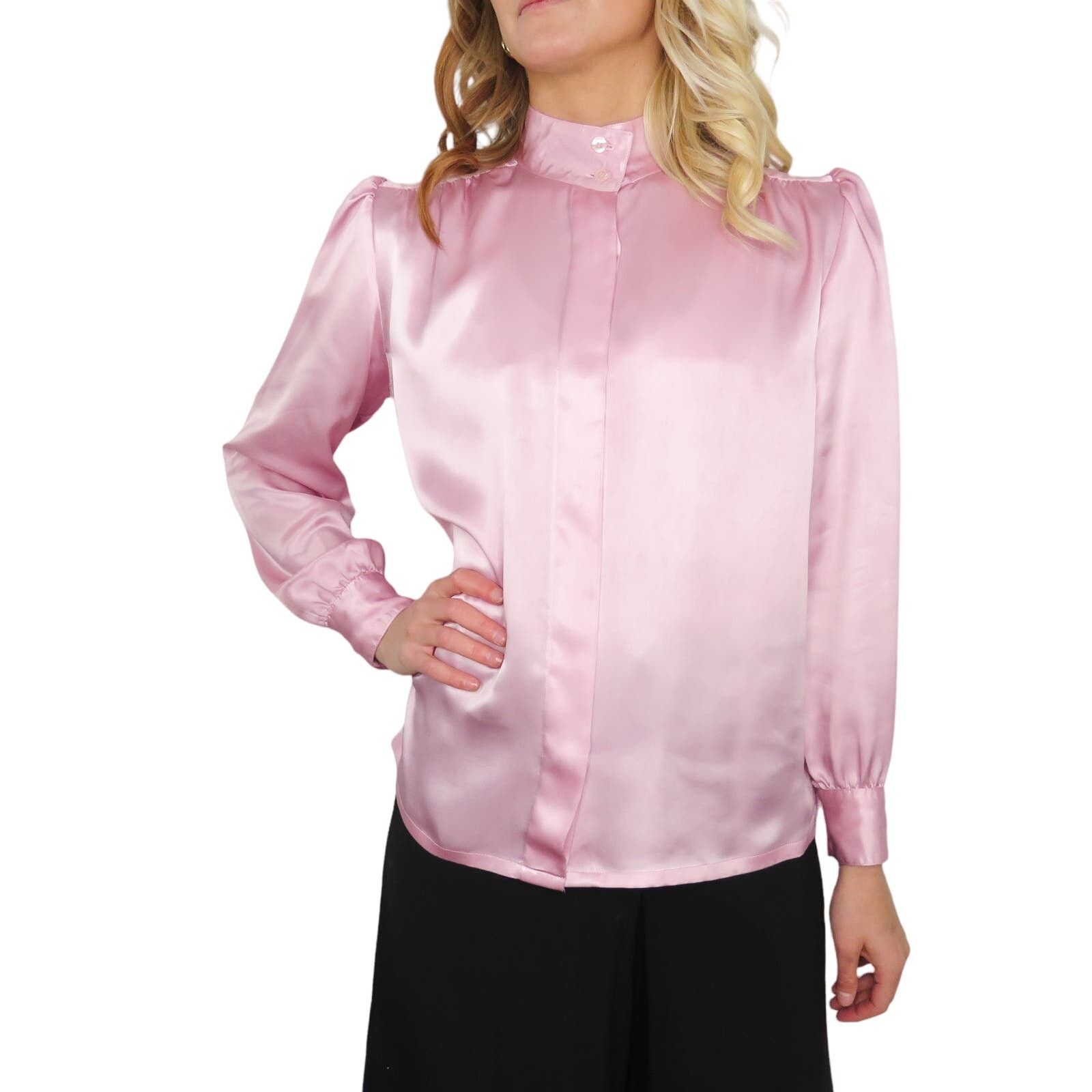 Vintage 70s Vintage Pink Satin Long Sleeve Button Down Blouse Medium Size M / US 6-8 / IT 42-44 - 1 Thumbnail
