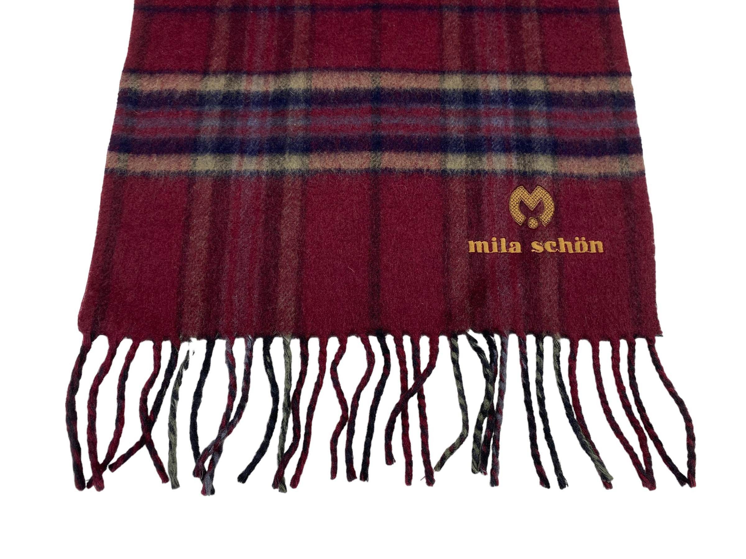Mila Schon Vintage Mila Schön Checkered Wool-Blend Scarf Luxury Wrap Size ONE SIZE - 6 Thumbnail
