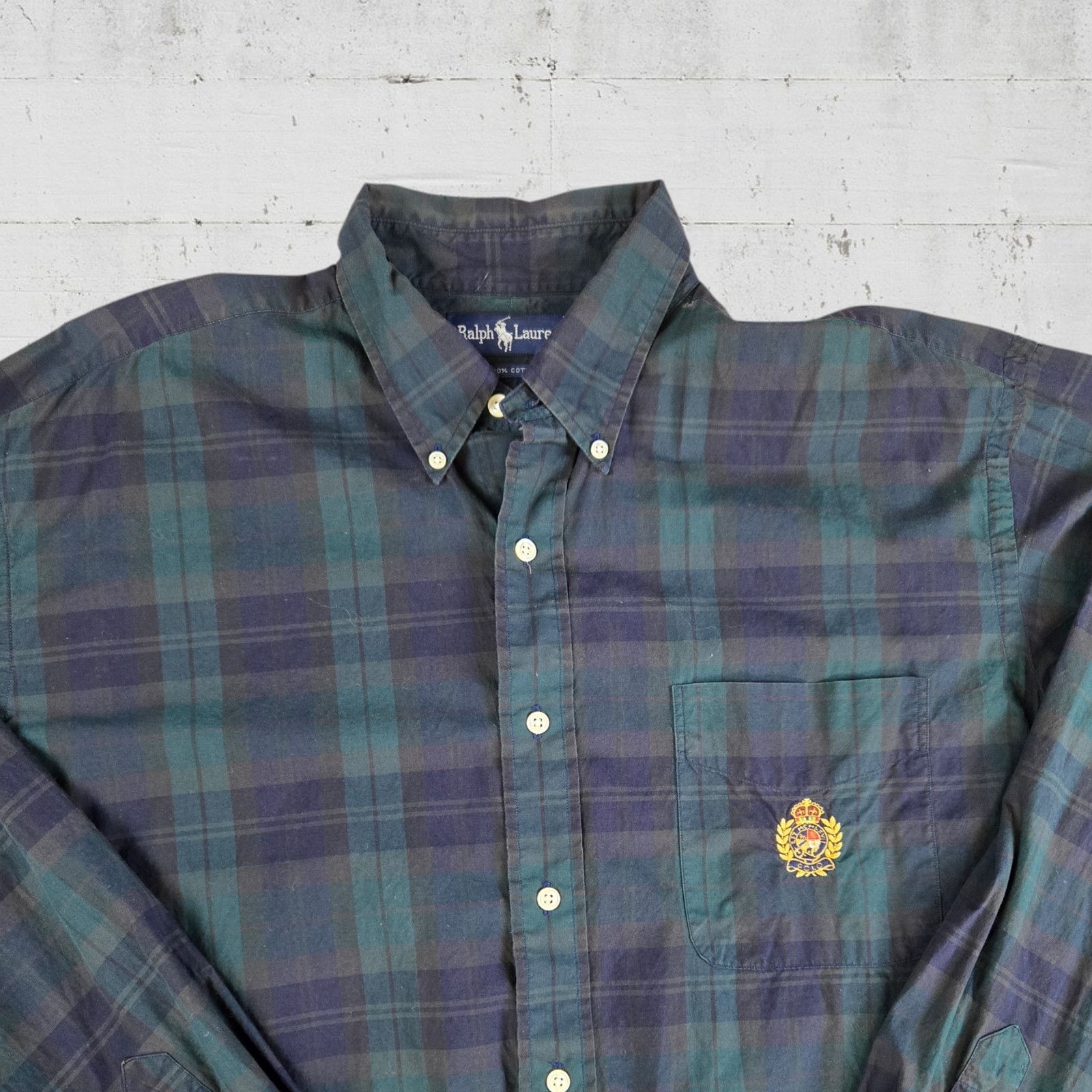 Ralph Lauren 90s Ralph Lauren Black Watch Plaid Crest Button Down Top XL Size US XL / EU 56 / 4 - 3 Thumbnail