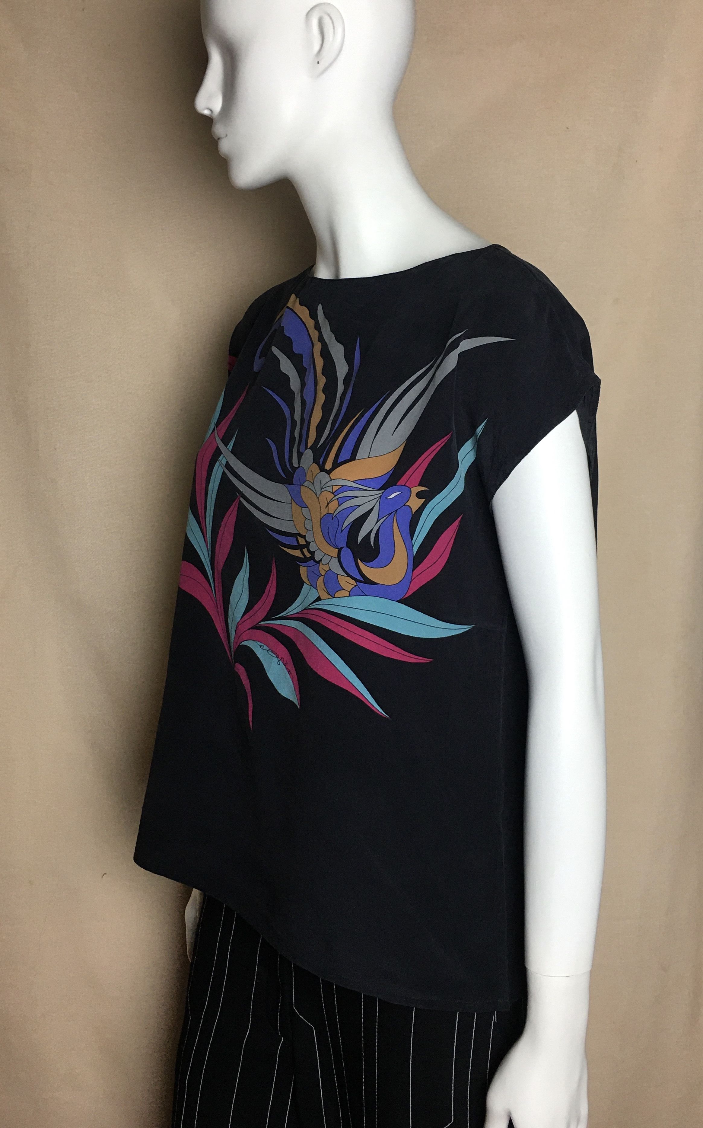 Vintage GRES Paris Vintage Silk Bird Print Top RARE Size M / US 6-8 / IT 42-44 - 6 Thumbnail