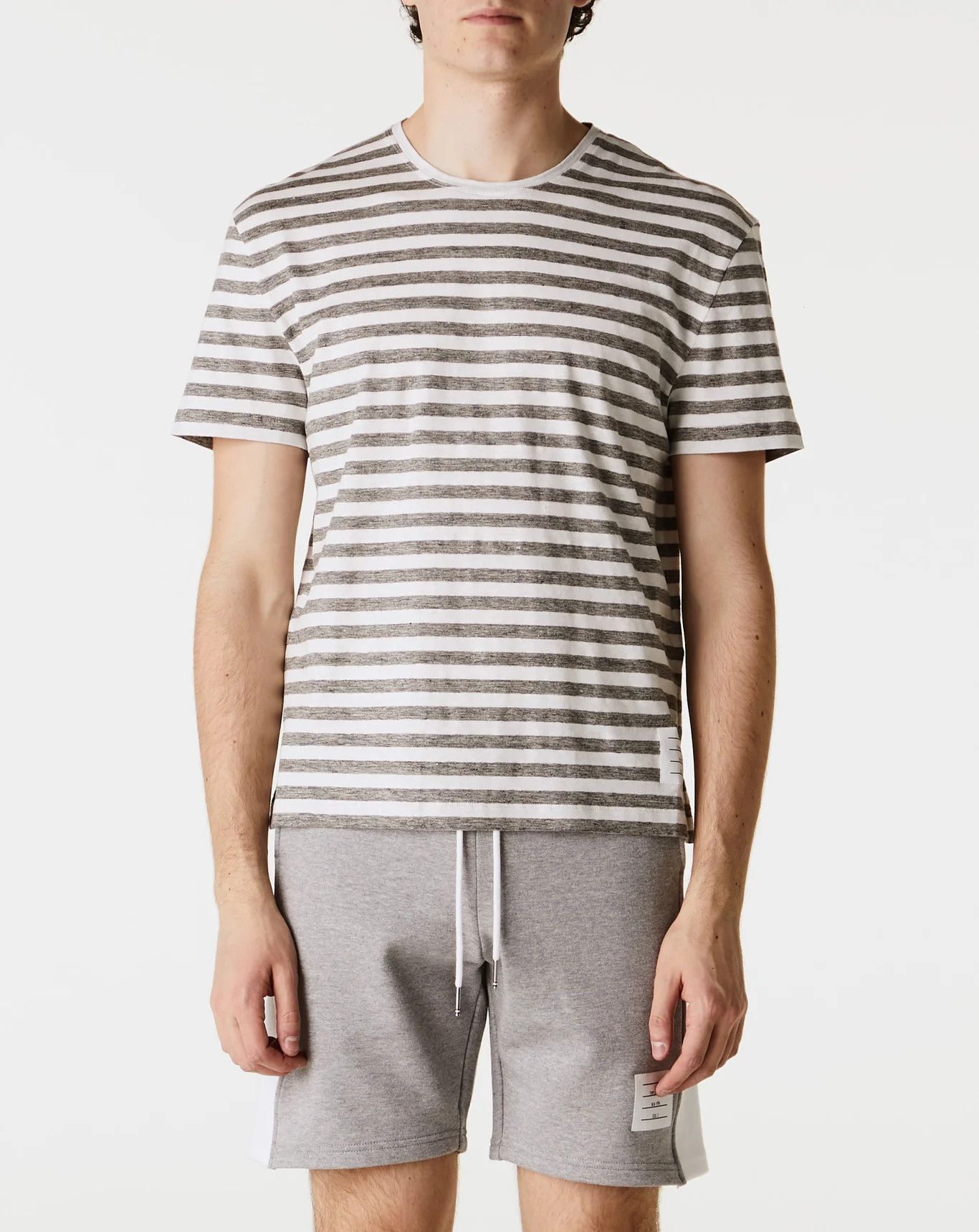 Thom Browne o1h1sh10525 Linen Jersey Ringer Tee in Grey Size US L / EU 52-54 / 3 - 1 Thumbnail