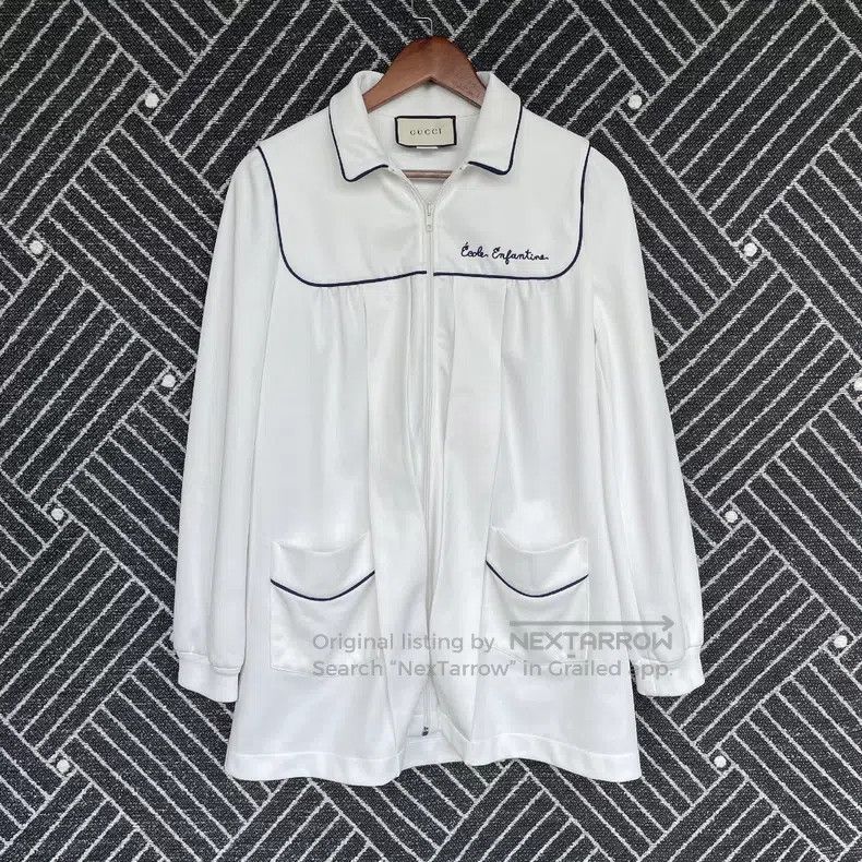 Gucci Gucci White and blue-edged long-sleeved dress Size XS / US 0-2 / IT 36-38 - 1 Thumbnail