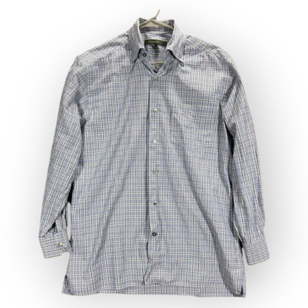 Ermenegildo Zegna Ermenegildo Zegna Button Down Shirt Size Medium Blue Plaid Size US M / EU 48-50 / 2 - 1 Thumbnail