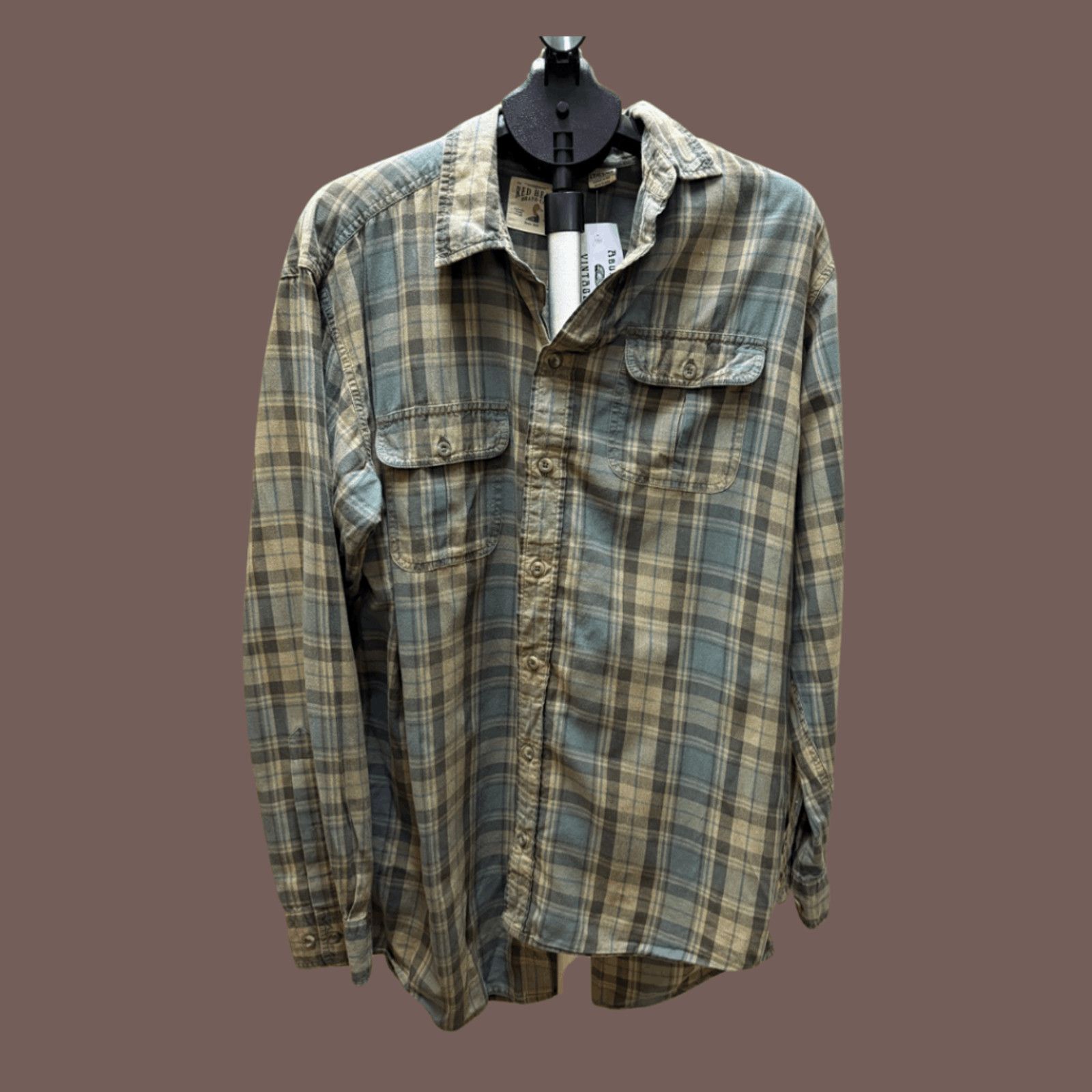 Vintage VTG Plaid Shirt | Red Head Green Tall Fit | Rustic Workwear Size US XL / EU 56 / 4 - 1 Thumbnail