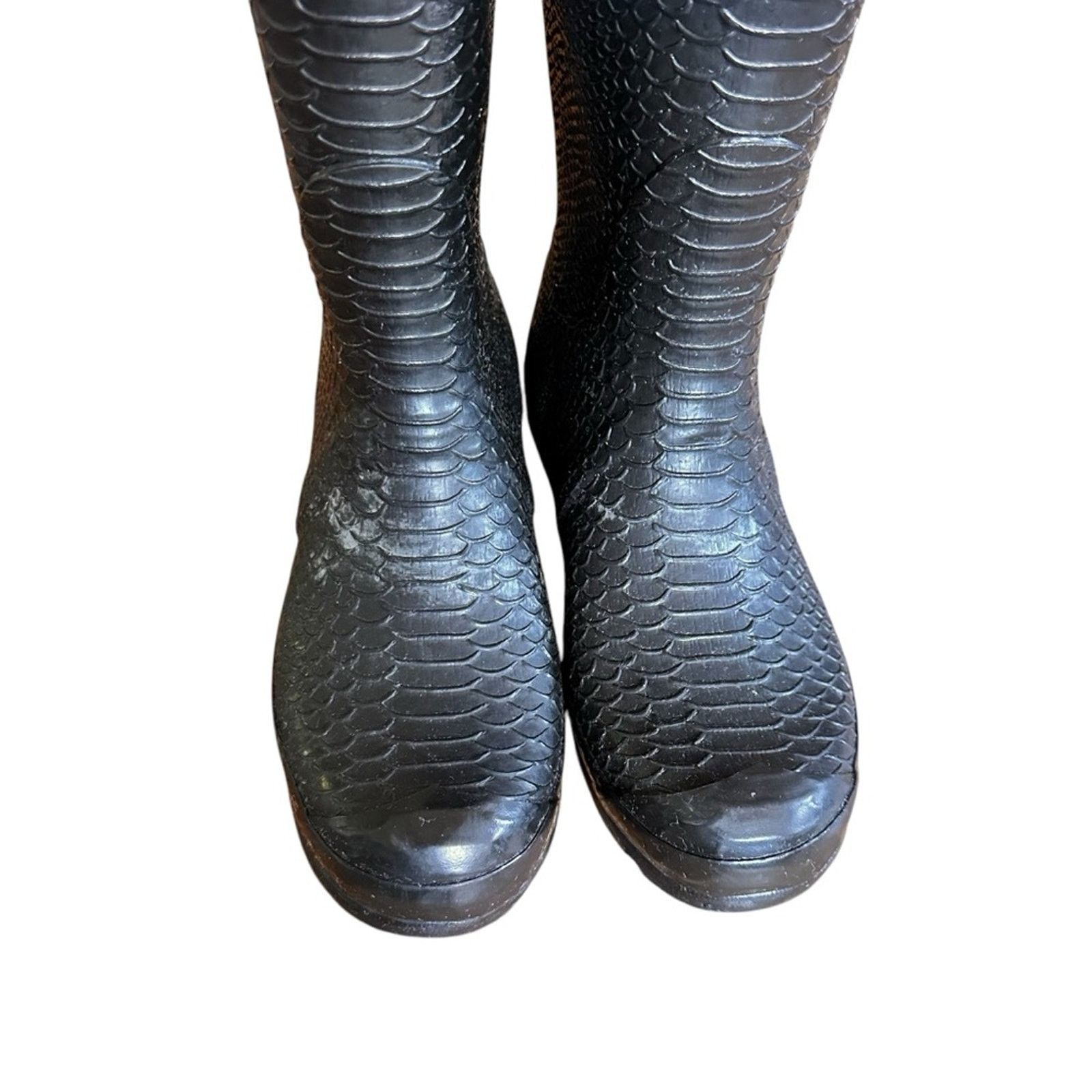 Hunter Carnaby Boa Snake Tall Rain Boots Size Black