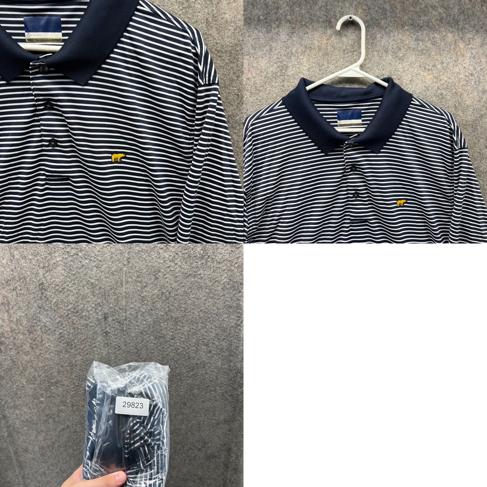 Vintage VINTAGE Jack Nicklauss Polo Shirt Mens 2XL Blue Navy Striped Staydri Embroidery Polo Shirt Nike? Size US XXL / EU 58 / 5 - 8 Thumbnail