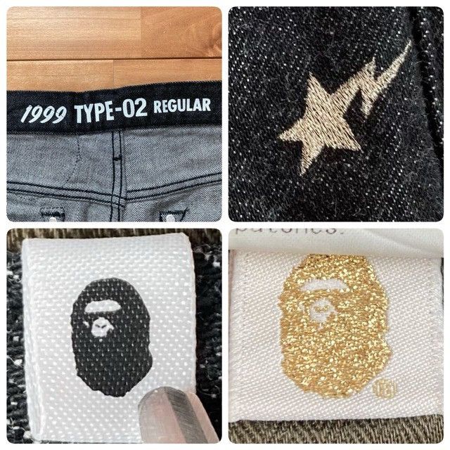 Bape BAPE Champion gold embroidered black denim pants ★size M Size US 32 / EU 48 - 9 Thumbnail