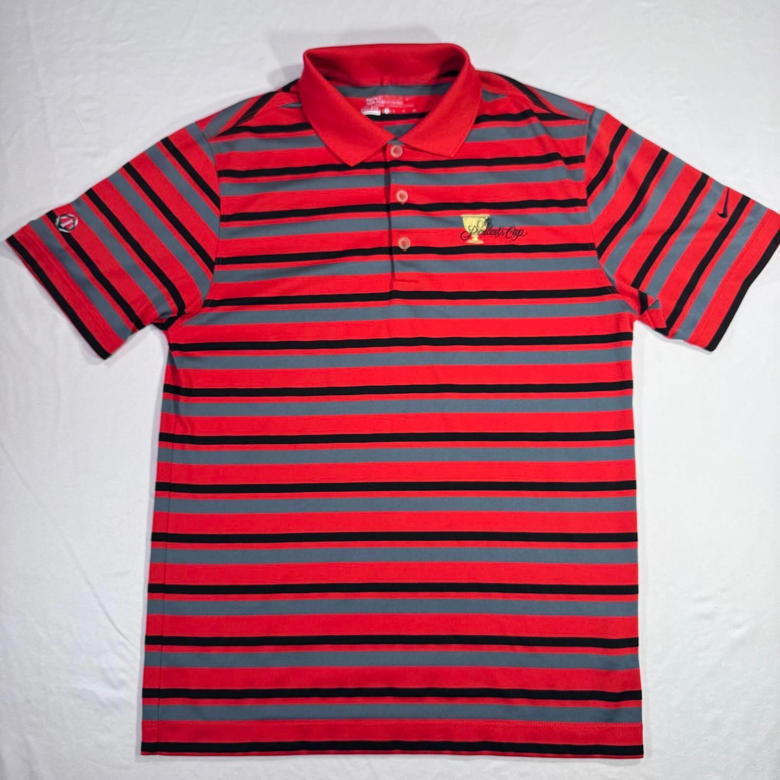 Nike Nike Golf President Cup Men's Small Dri-Fit Striped Red Size US S / EU 44-46 / 1 - 1 Thumbnail