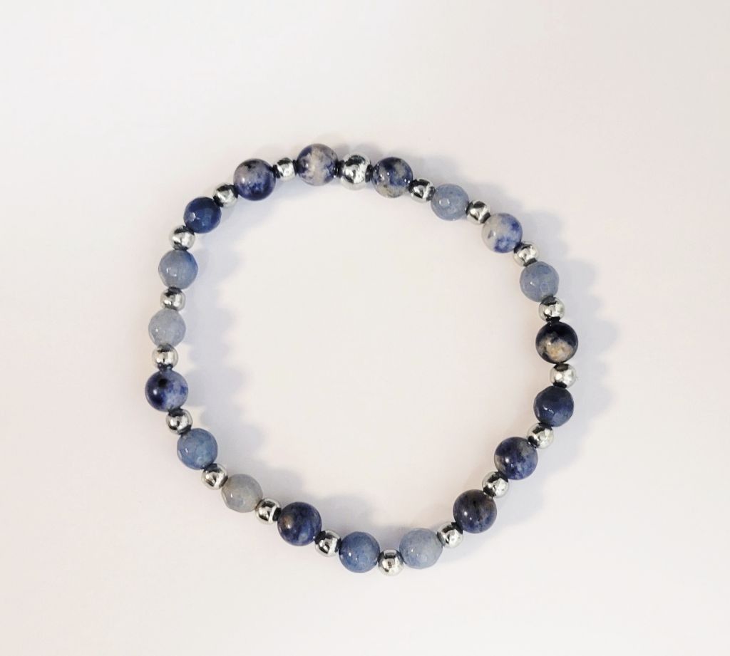 Handmade Natural gemstone Sodalite 6mm dainty beaded bracelet 7" Size ONE SIZE - 1 Thumbnail