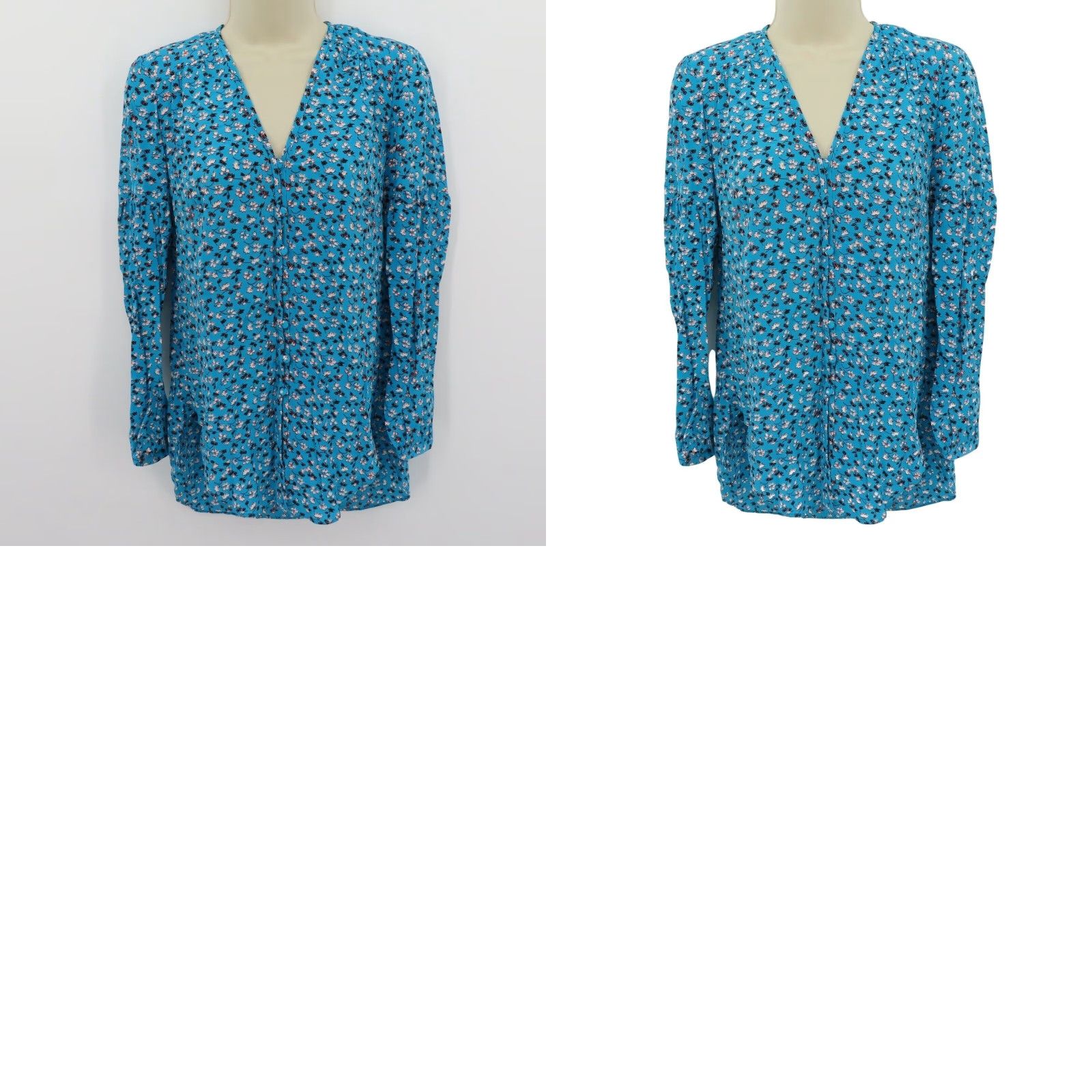 Veronica Beard VERONICA BEARD Blouse Shirt Floral V-Neck Button Front Blue White Women 0 Size XS / US 0-2 / IT 36-38 - 8 Thumbnail
