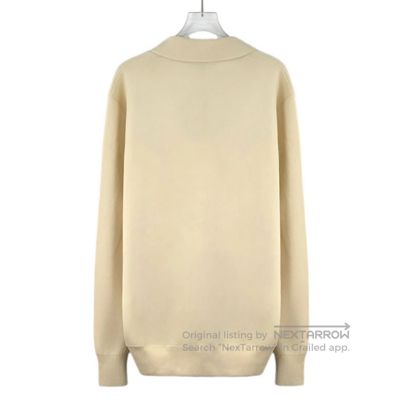 Loro Piana Loro Piana Beige Wool Lapel Long Sleeve Knit Sweater| Size US M / EU 48-50 / 2 - 2 Thumbnail