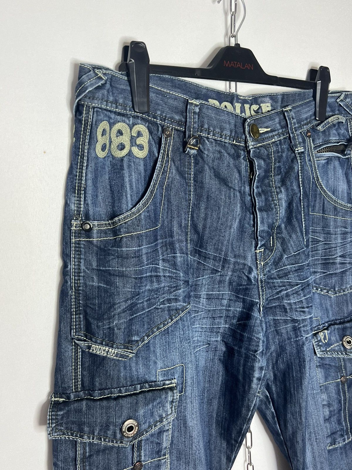 Other 🔥 Vintage 883 Police Crazy Multi Pocket Cargo Denim Jeans 🔥 Size US 36 / EU 52 - 3 Thumbnail