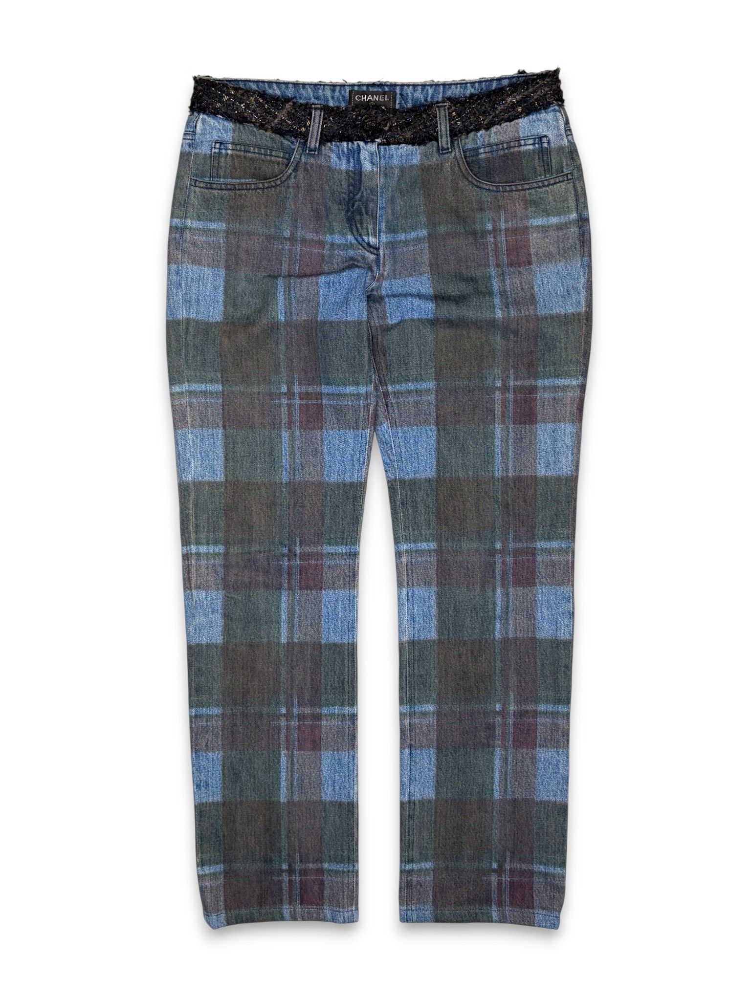 Chanel Pre Fall 2013 Chanel Plaid Tweed Denim Jeans Size 28" / US 6 / IT 42 - 2 Thumbnail