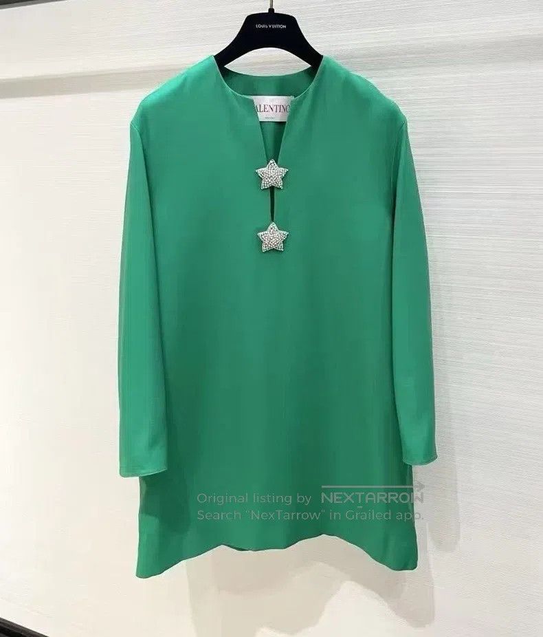 Valentino Green star diamond buckle dress