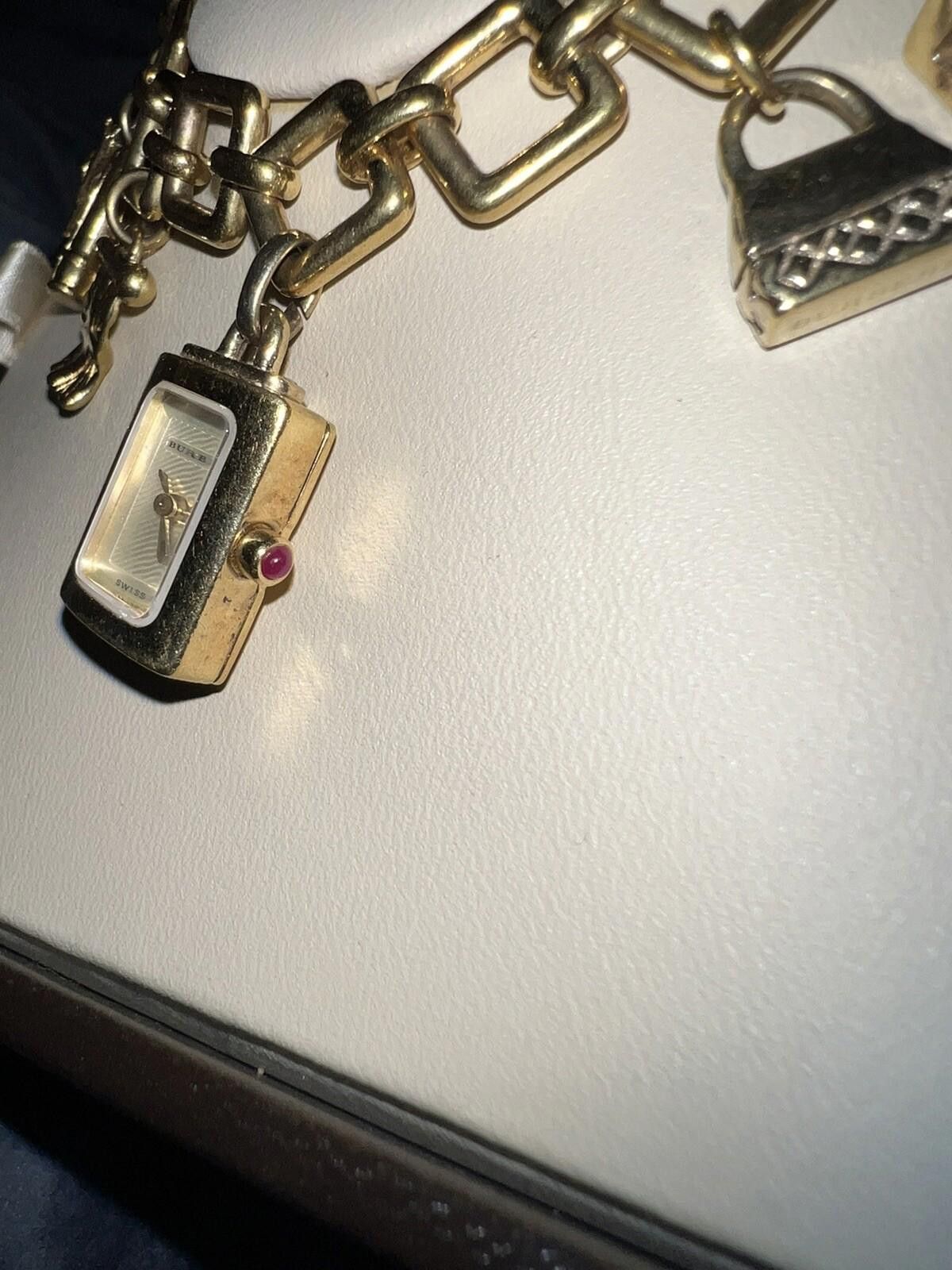 Burberry BURBERRY Gold Plated Charm Bracelet Watch RARE w/ Box Size ONE SIZE - 7 Thumbnail