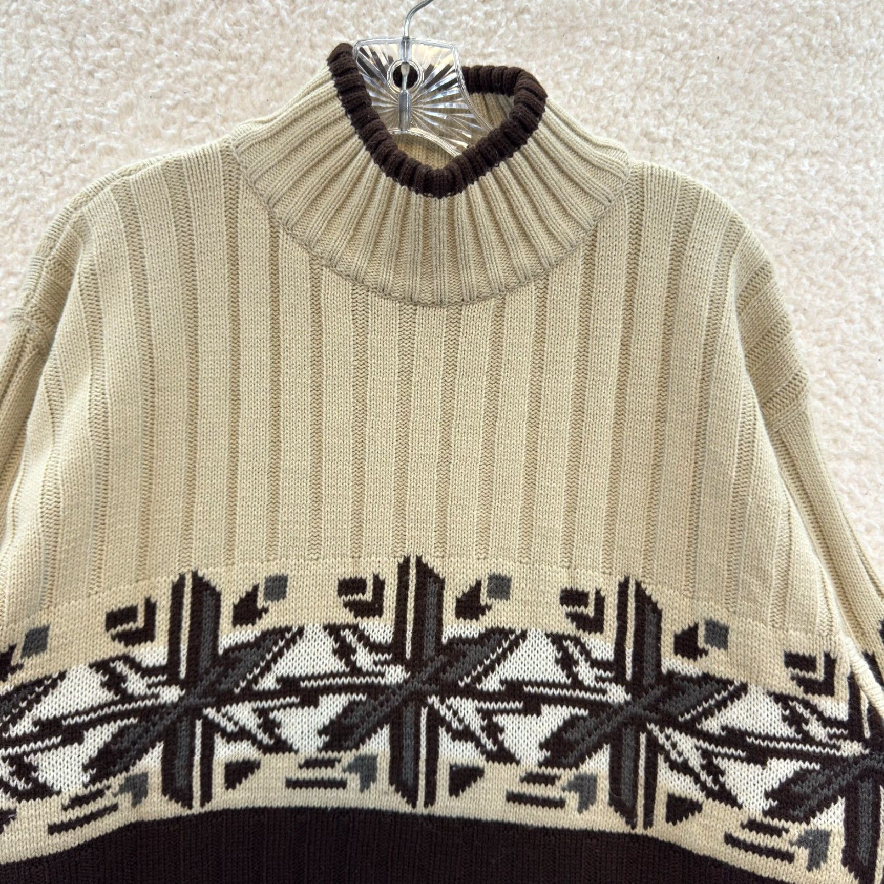 Southpole VINTAGE Y2K South Pole Turtleneck Sweater Large Mens Geometric Fair Isle Nordic Brown L Size US L / EU 52-54 / 3 - 3 Thumbnail