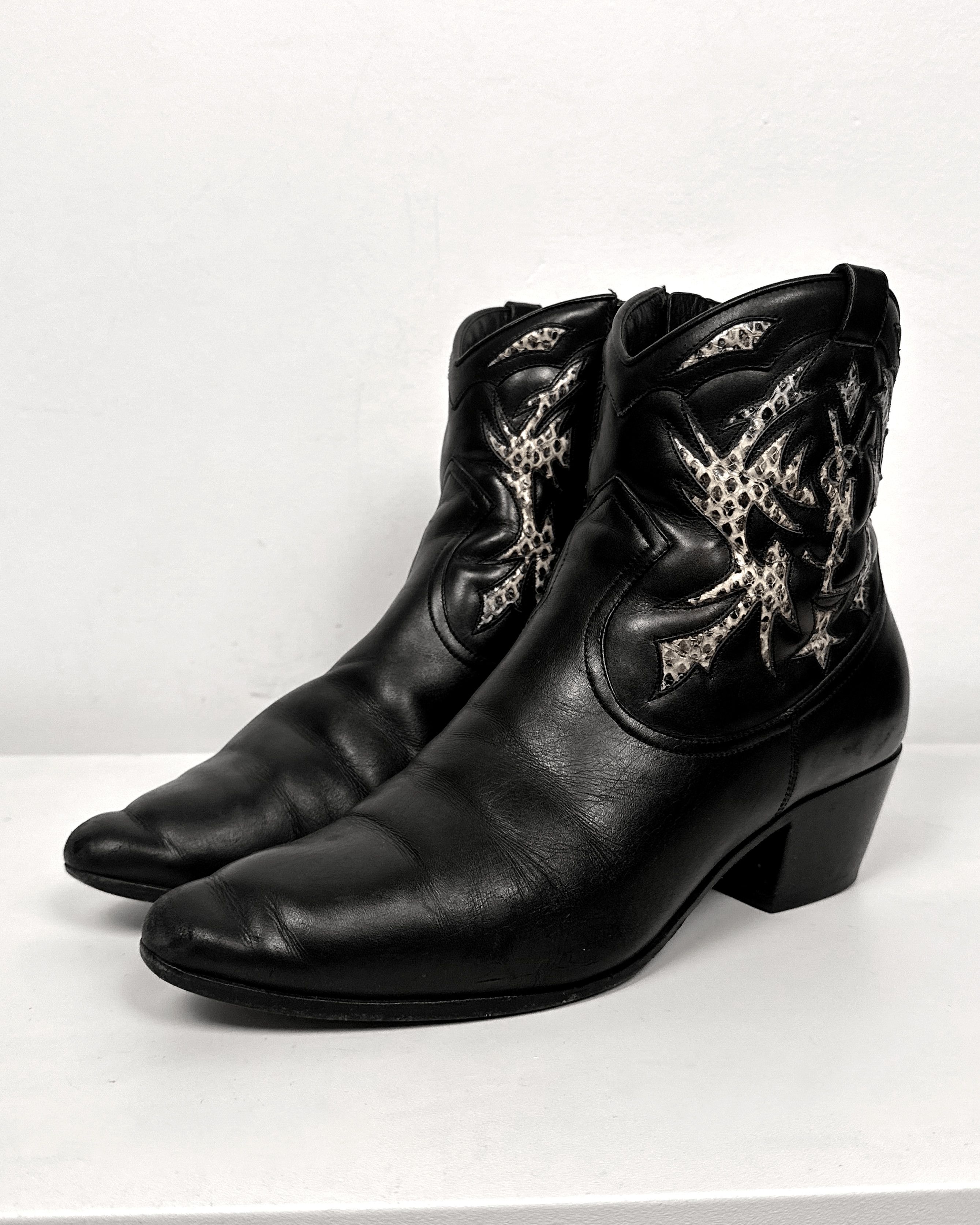 Saint Laurent Paris Saint Laurent Snakeskin Logo Pattern Cowboy Rock Boots Size US 6.5 / EU 39-40 - 6 Thumbnail