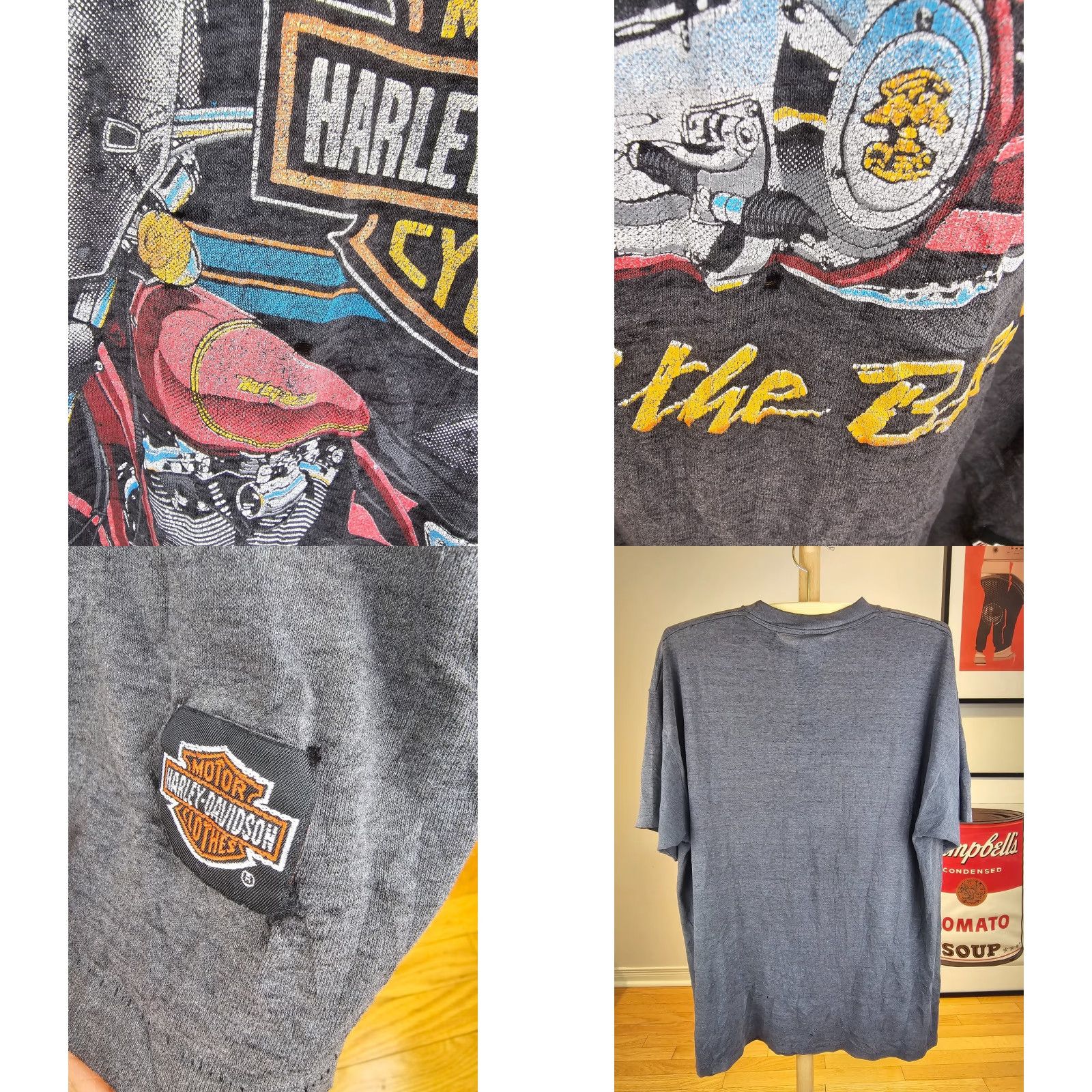 Harley Davidson VINTAGE HARLEY-DAVIDSON MOTORCYCLE SUN FADED THIN BLACK T-SHIRT 2XL/XXL MEN Shirt Adult Black Harley-Davidson Mens T-Shirt XS-XL Size US XXL / EU 58 / 5 - 8 Thumbnail