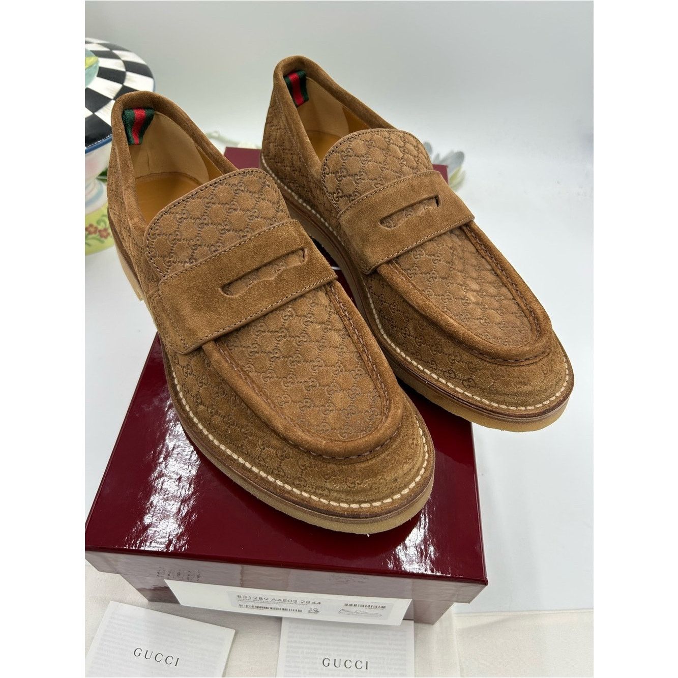 Gucci suede GG monogram web loafers size 10 fits 10.5 US display picture 1