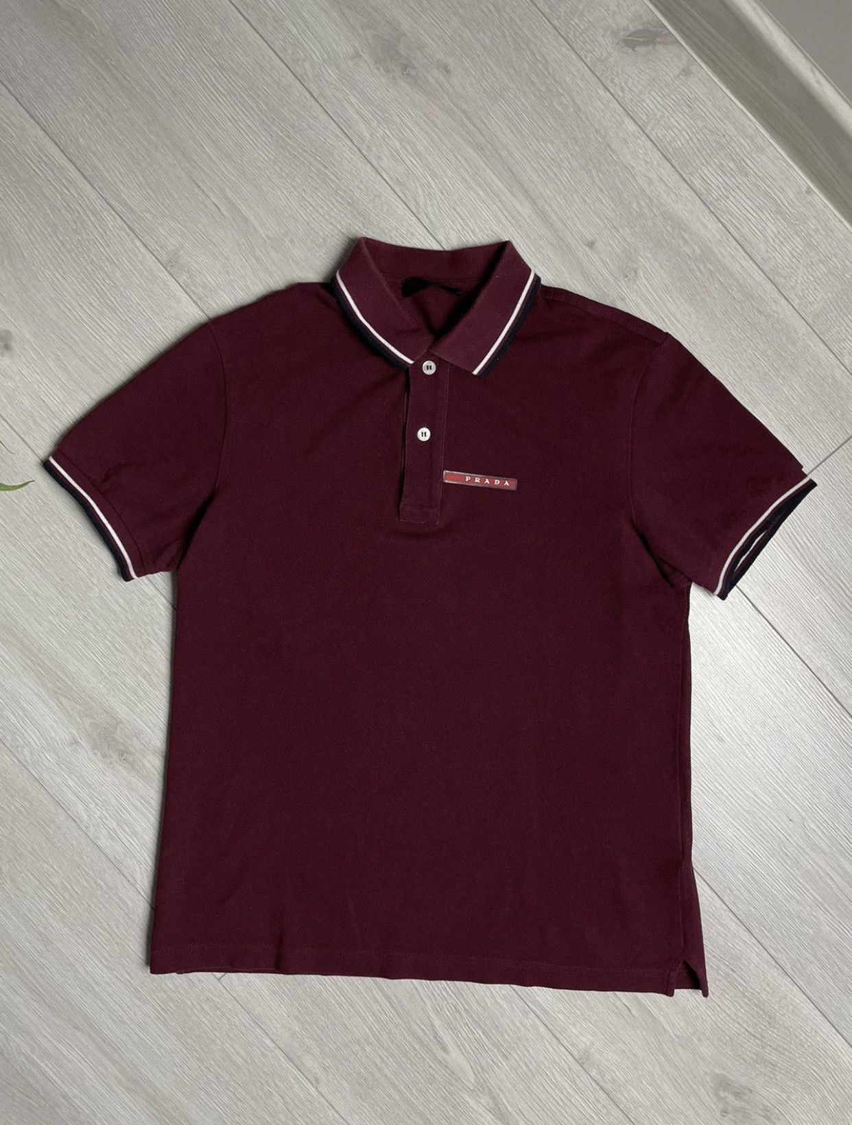 Prada Prada Red Tab Burgundy Polo Shirt Size US S / EU 44-46 / 1 - 3 Thumbnail
