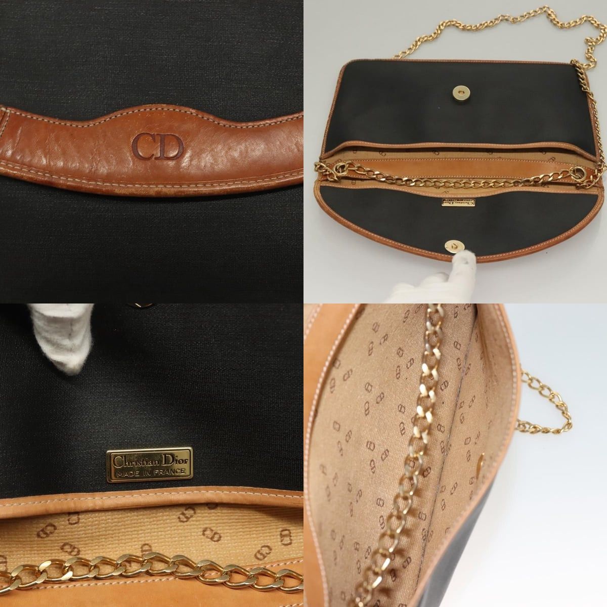Dior DIOR Chain Shoulder Bag Leather Black Gold Size ONE SIZE - 11 Thumbnail