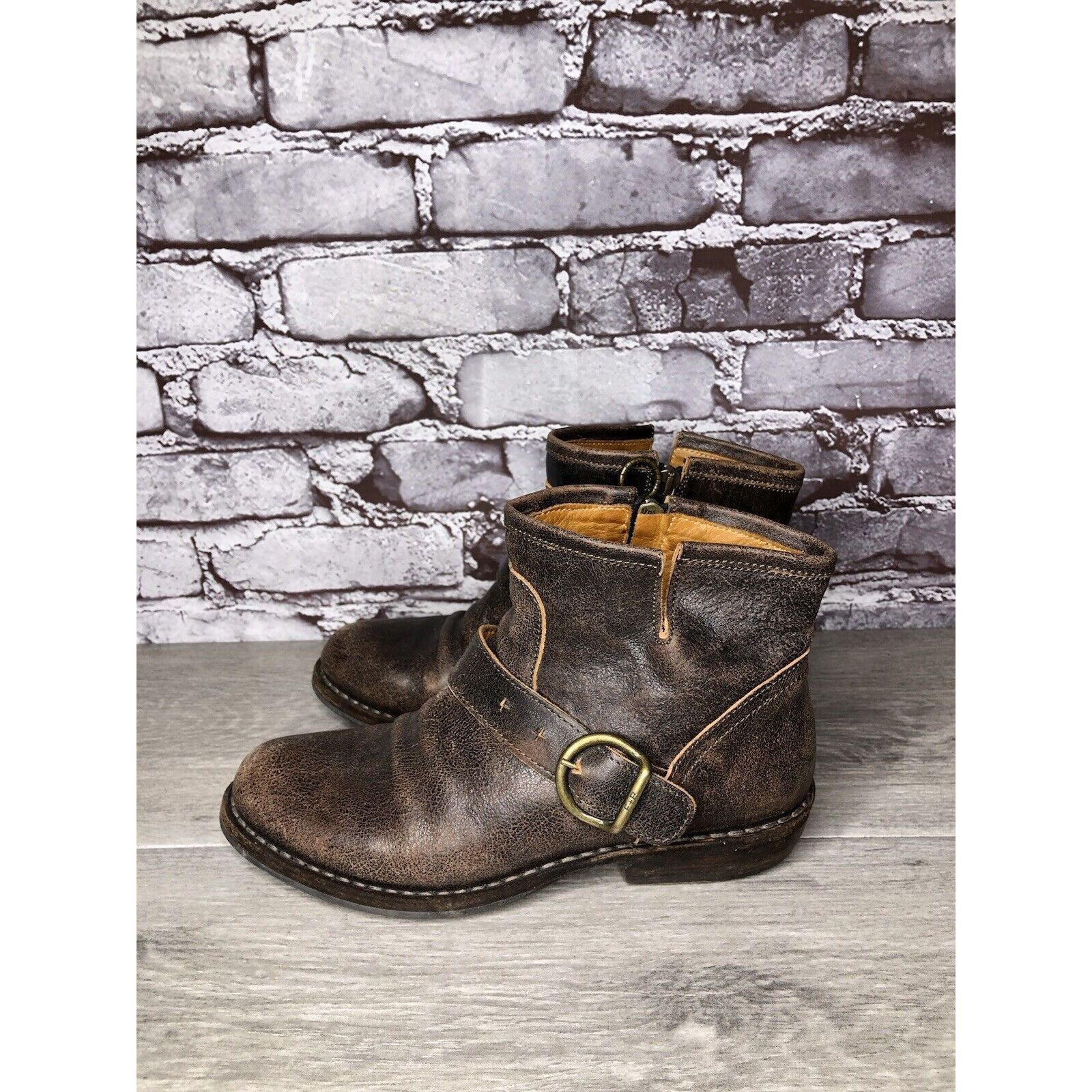 Fiorentini + Baker Fiorentini + Baker Brown Leather Side Zip Buckle Ankle Boots Size US 7 / IT 37 - 6 Thumbnail