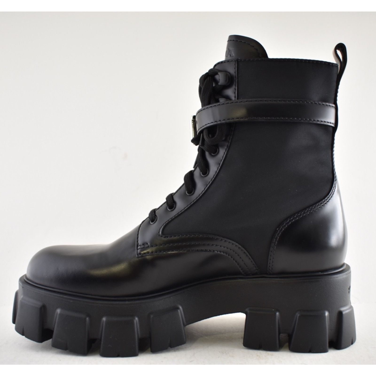 Prada Prada Monolith Black Leather Nylon Lug Sole Combat Boot 41.5 Size US 11.5 / IT 41.5 - 11 Thumbnail