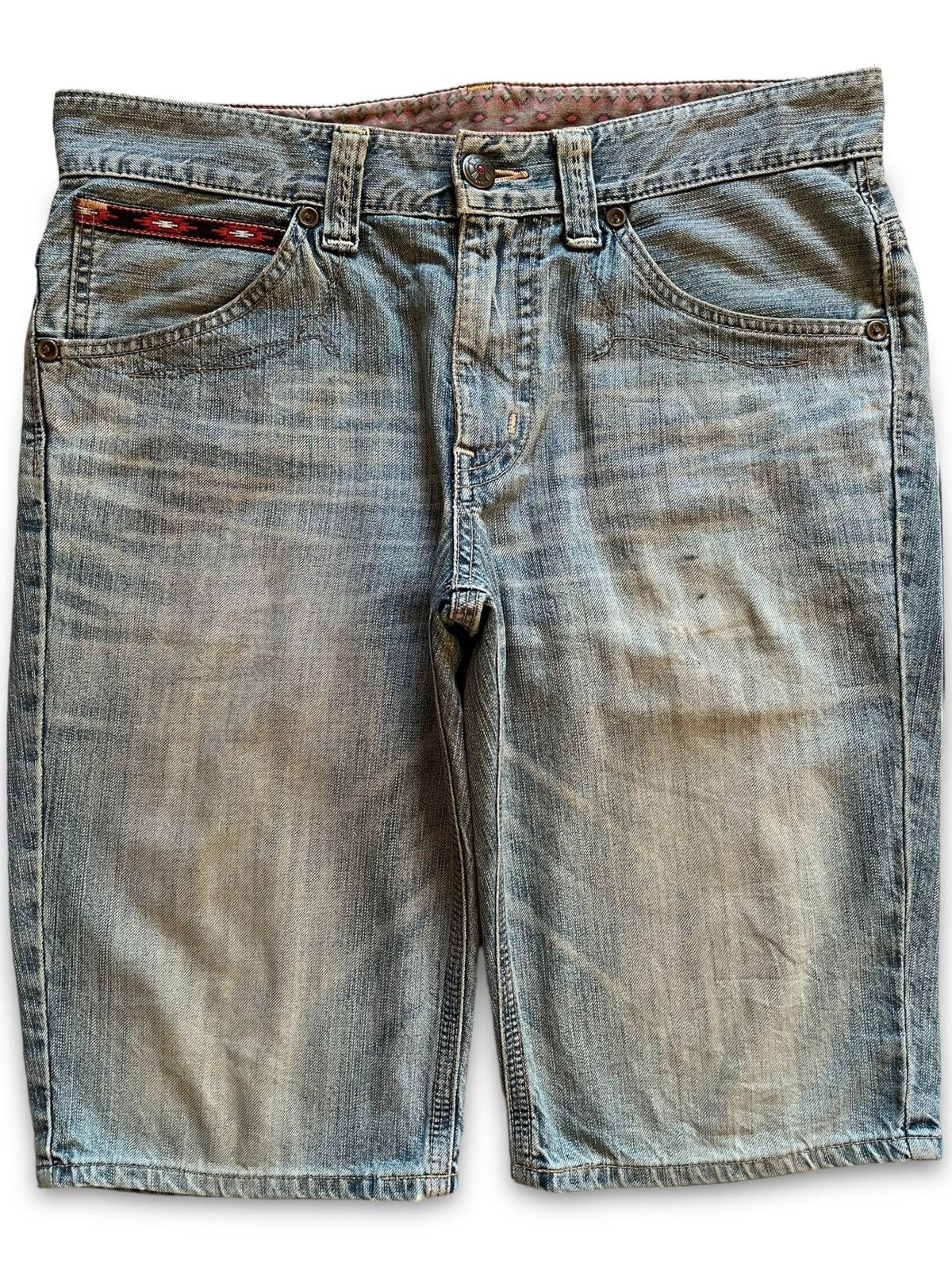 image of Vintage Japanese Edwin Xv Faded Wash Jean Shorts Jorts in Blue, Men's (Size 36)