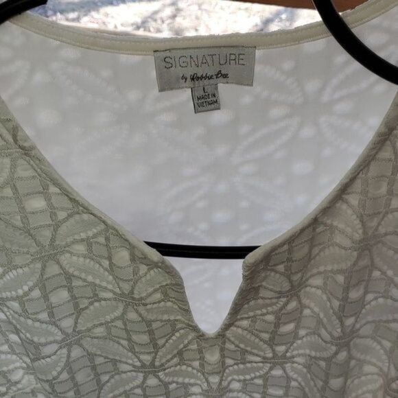 Vintage Robbie Bee Signature Sz. L White Eyelet Dress w Unique Sleev Size L / US 10 / IT 46 - 3 Thumbnail