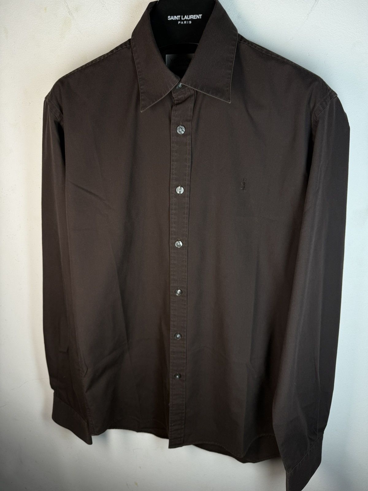 Yves Saint Laurent Brown YSL Shirt Button Up Dress Luxury Casual Collar Y2k Size US S / EU 44-46 / 1 - 18 Thumbnail