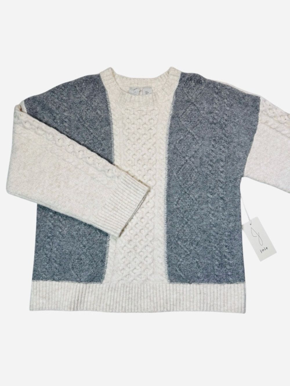 Joie NWT New Joie Wool Blend Cable Knit Colorblock Crewneck Swea Size S / US 4 / IT 40 - 2 Thumbnail