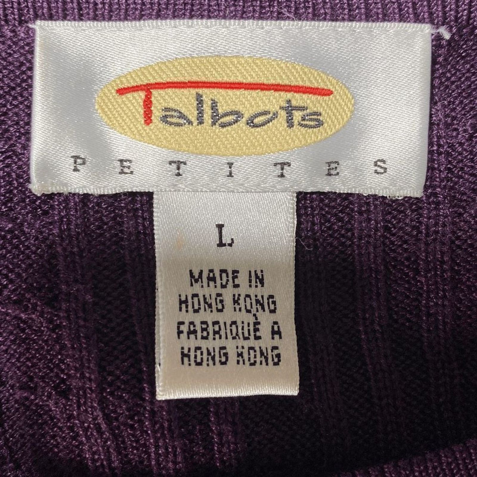 Robert Talbott Talbots Petite L Purple Silk Cable Knit Cardigan Sweater Size L / US 10 / IT 46 - 6 Thumbnail