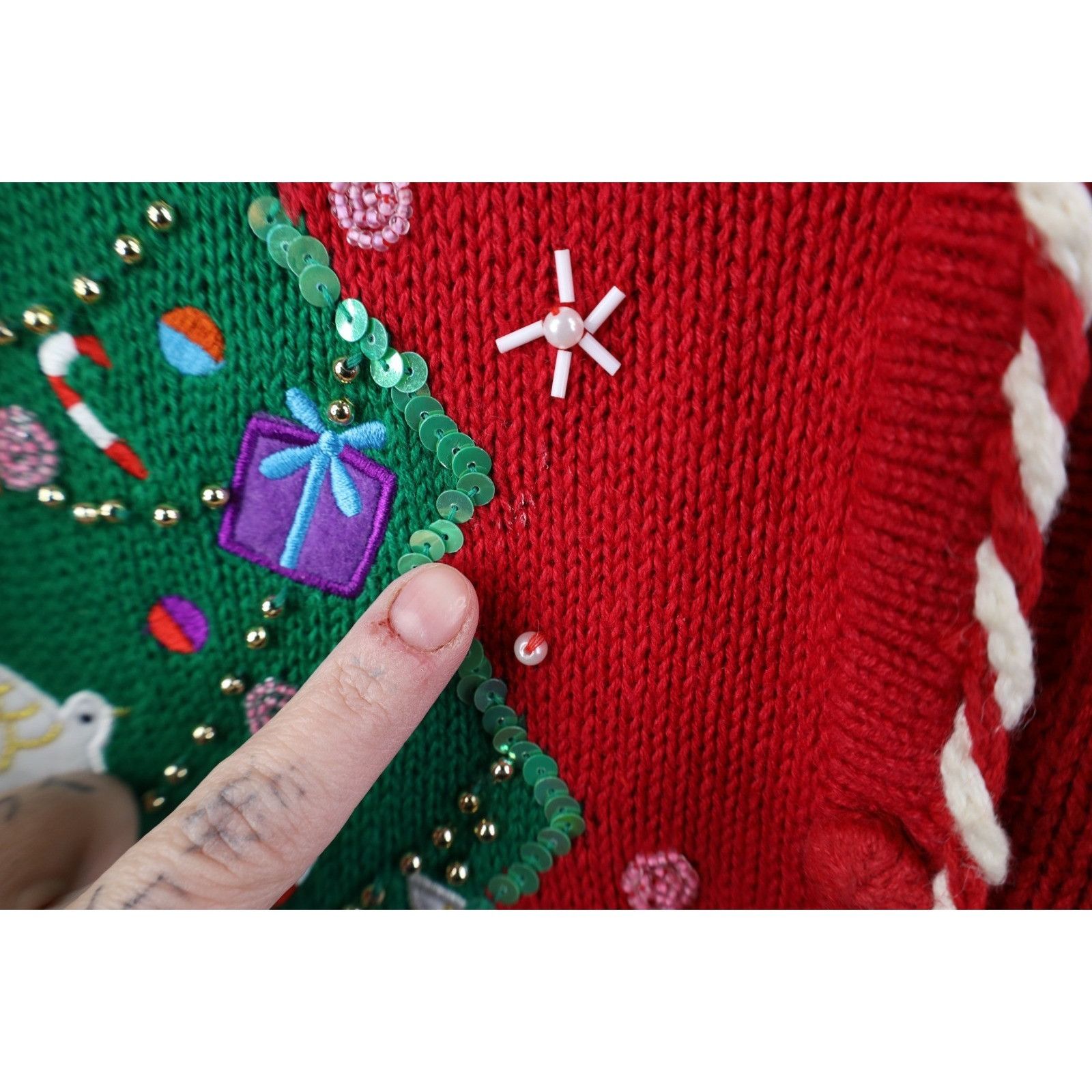 Vintage Vintage 90s Christmas Tree Dove Cardigan Sweater Vest Size L / US 10 / IT 46 - 4 Thumbnail
