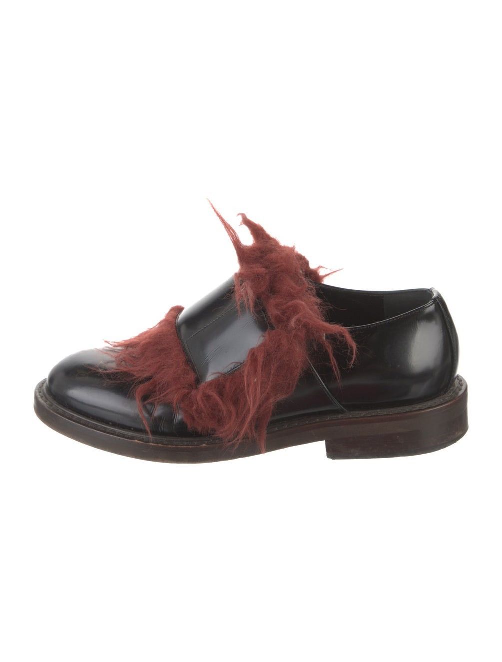 Marni Marni Leather Faux Fur Trim Oxfords Maroon Burgundy Black Size US 7.5 / IT 37.5 - 1 Thumbnail