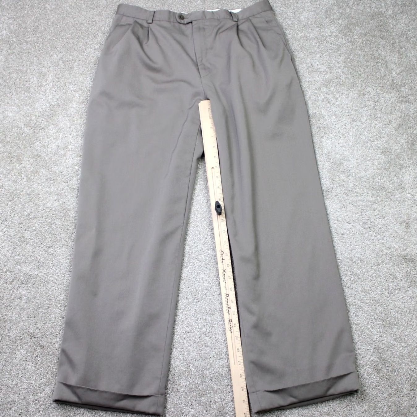 Zanella Zanella Pants Men 36 Beige Wool Pleated Cuffed Straight Leg Regular Dress Pants 36x28 Included Lined Modern 90s Preppy Mens Size US 36 / EU 52 - 3 Thumbnail