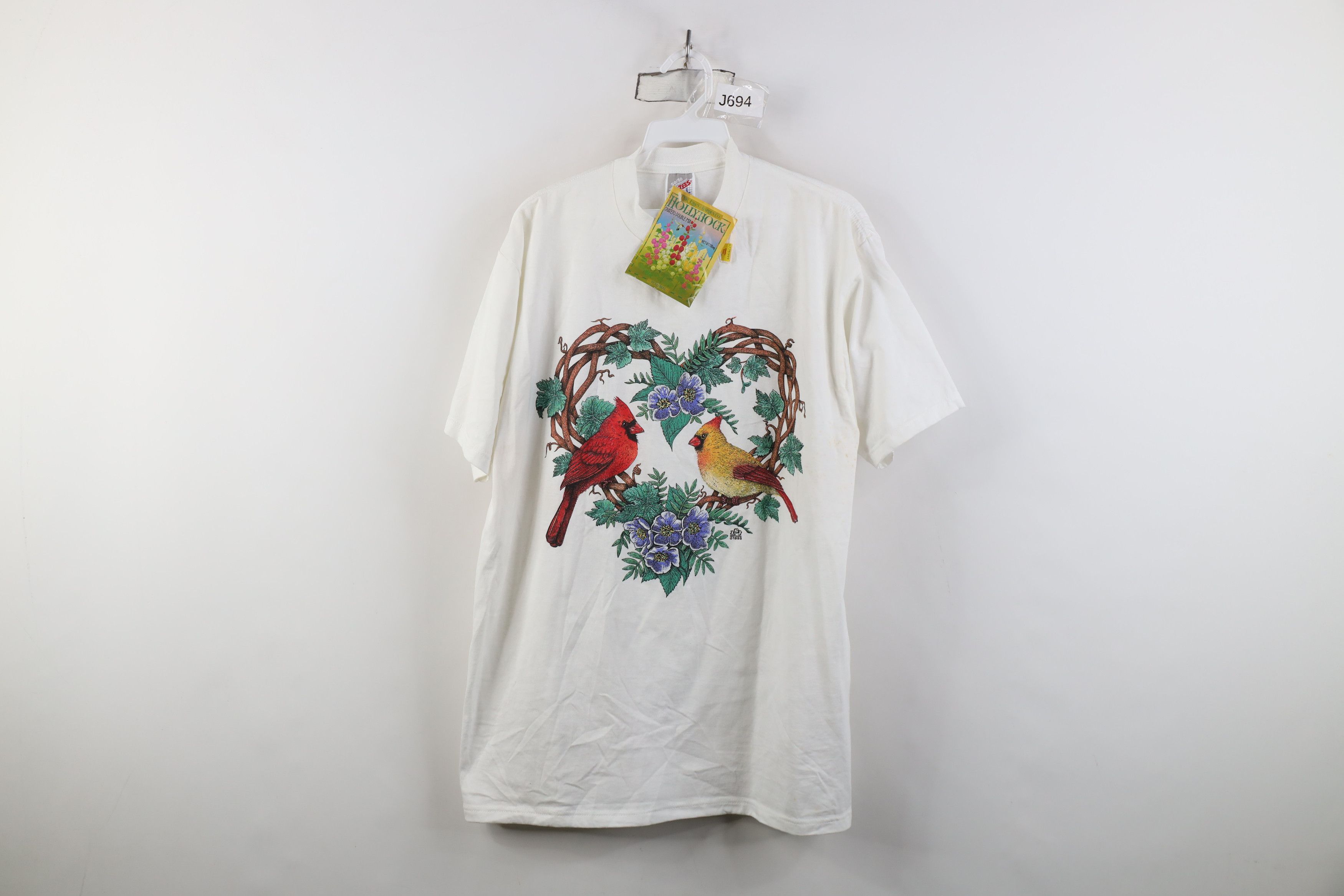 Vintage Deadstock Vintage 90s Streetwear Flower T-Shirt White USA Size L / US 10 / IT 46 - 1 Thumbnail