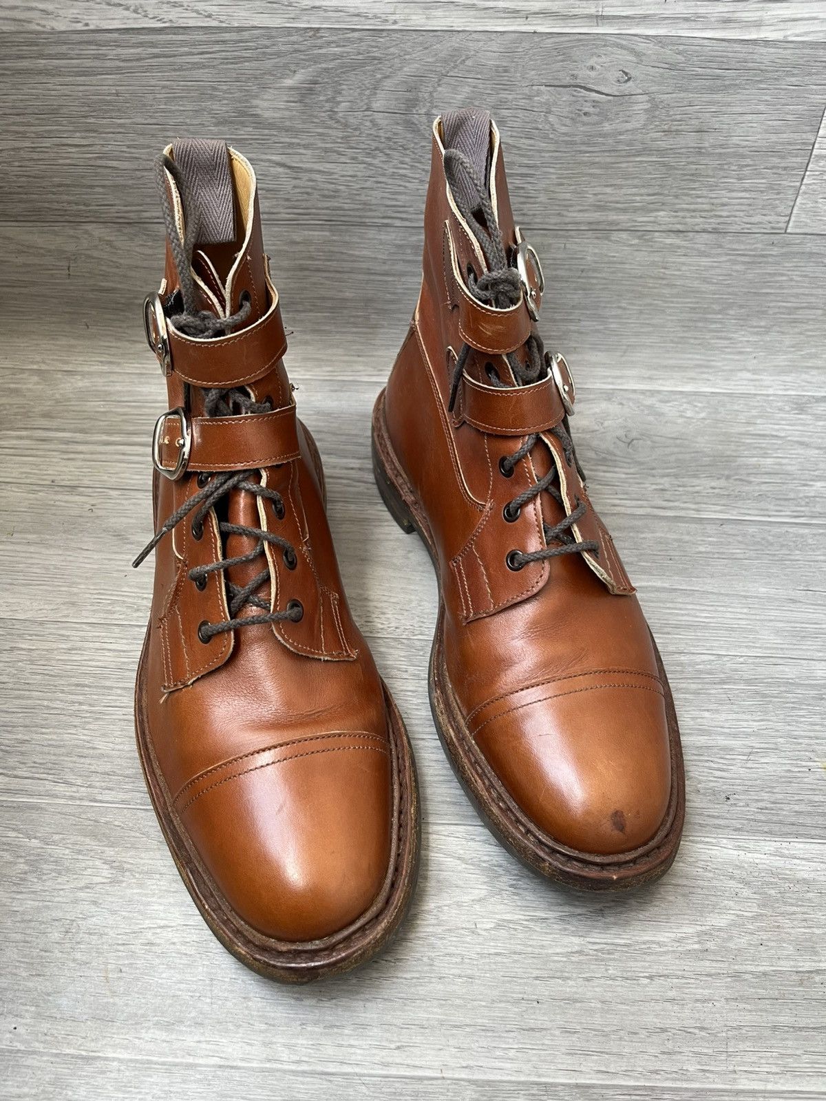 Tricker's Trickers combat bivkle brown leather gun boots uk 9.5 Size US 10.5 / EU 43-44 - 8 Thumbnail