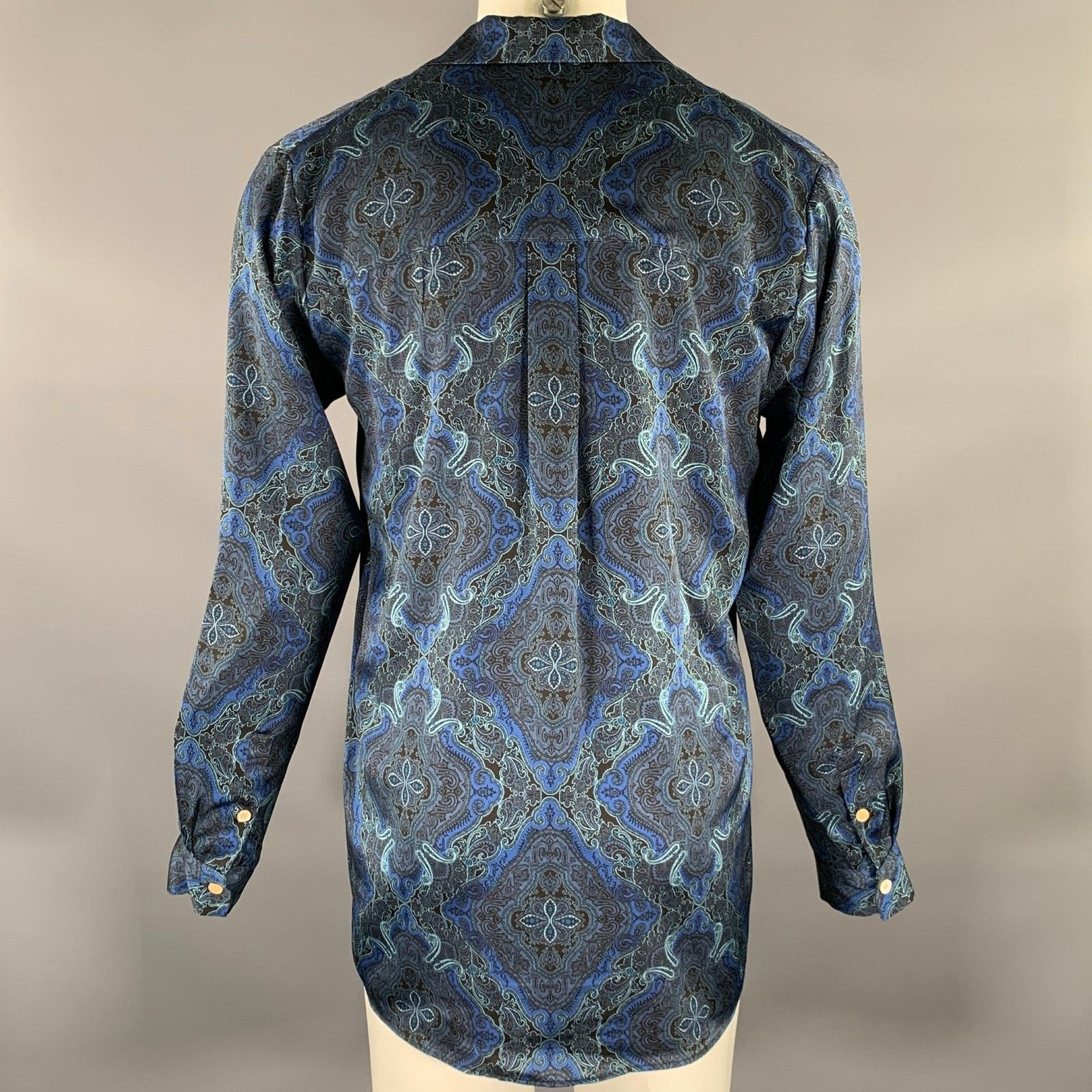 Bed j.w. Ford BED J.W. FORD M Blue Navy Paisley Camp Long Sleeve Shirt Size US M / EU 48-50 / 2 - 4 Thumbnail