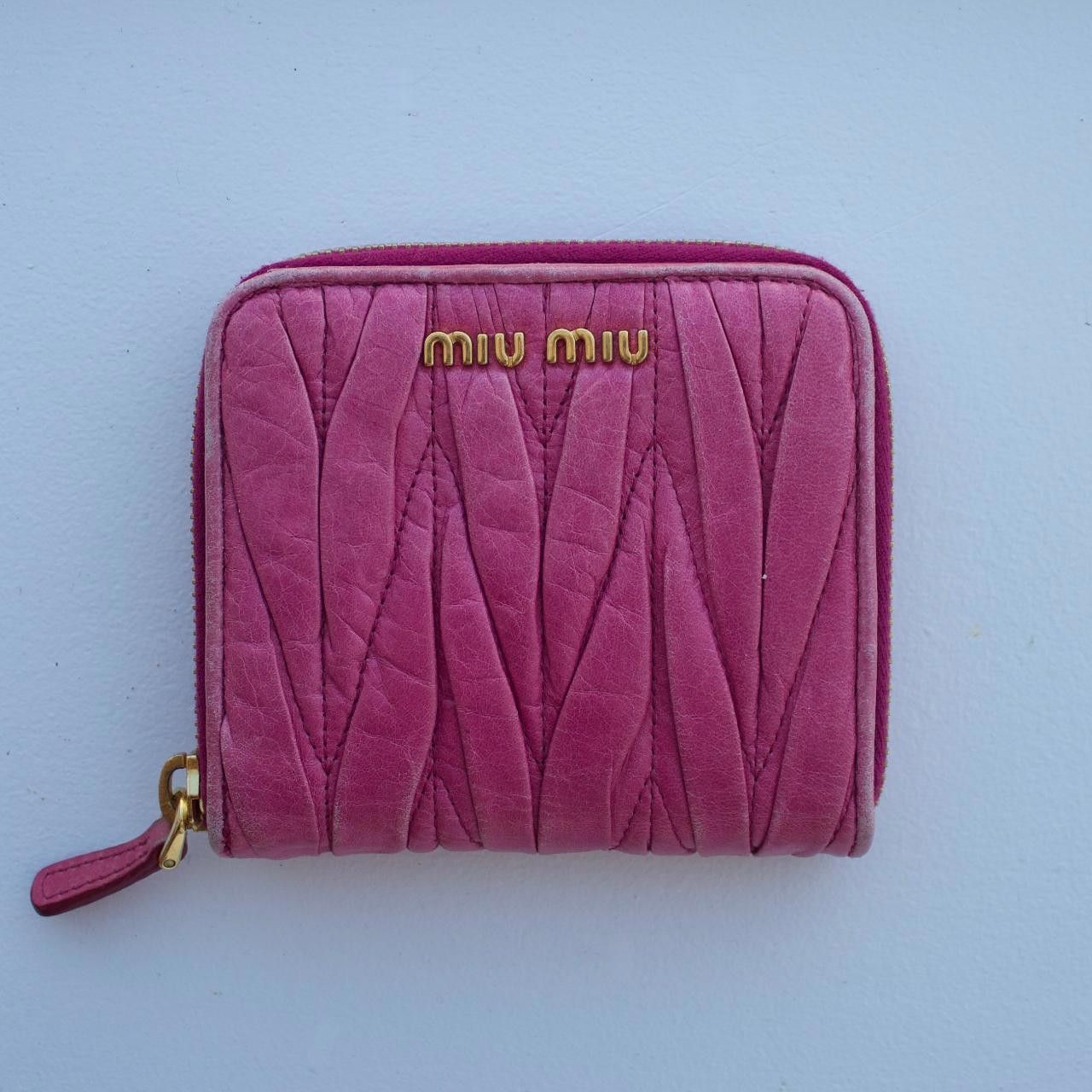 image of Miu Miu Pink Matelasse Wallet, Women's