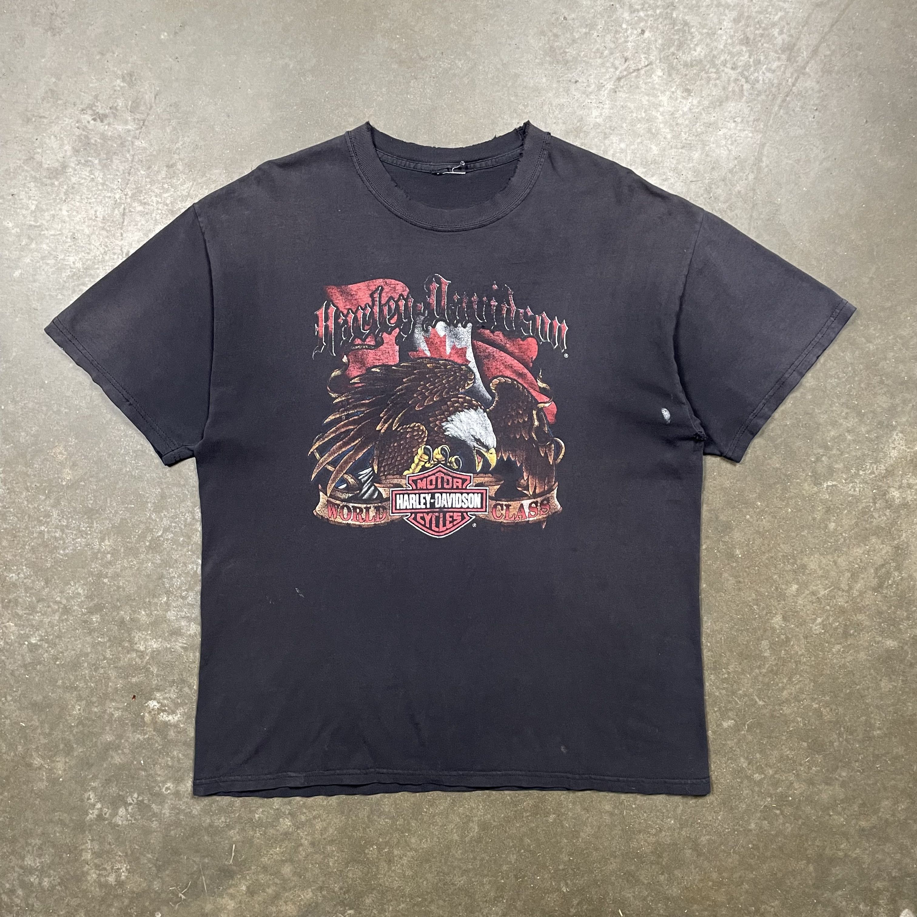 Harley Davidson × Vintage Vintage Faded Harley Davidson Canada Tshirt Biker Grunge Y2K Size US L / EU 52-54 / 3 - 1 Thumbnail