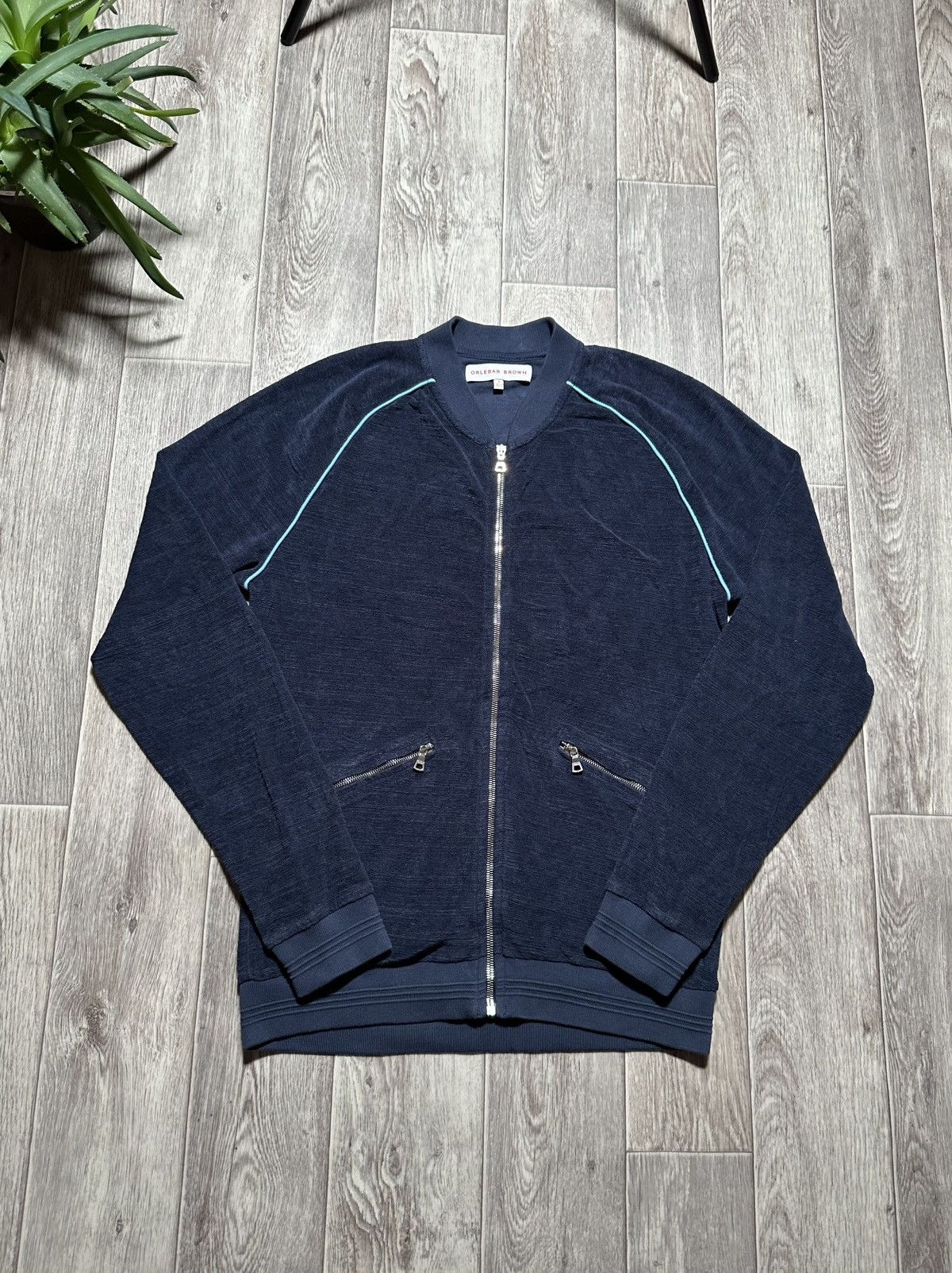 Orlebar Brown Thorpe Piped Towelling Bomber Full Zip Jacket