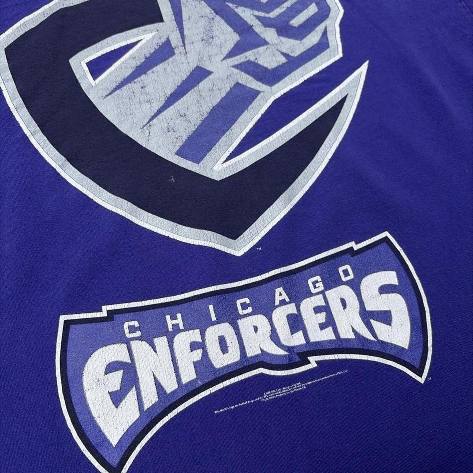 AAA Vintage XFL Chicago Enforcers Defunct Football T-Shirt Size US XL / EU 56 / 4 - 6 Thumbnail