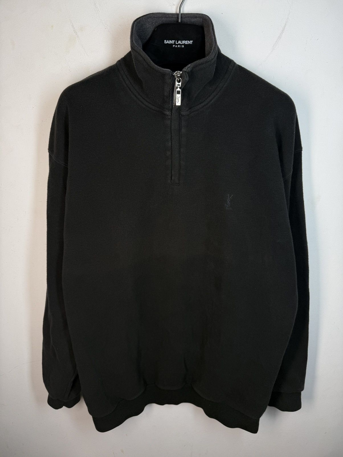 Yves Saint Laurent 90s YSL Sweatshirt 1/4 Quarter Zip Sweater Old Money Vintage Size US L / EU 52-54 / 3 - 6 Thumbnail